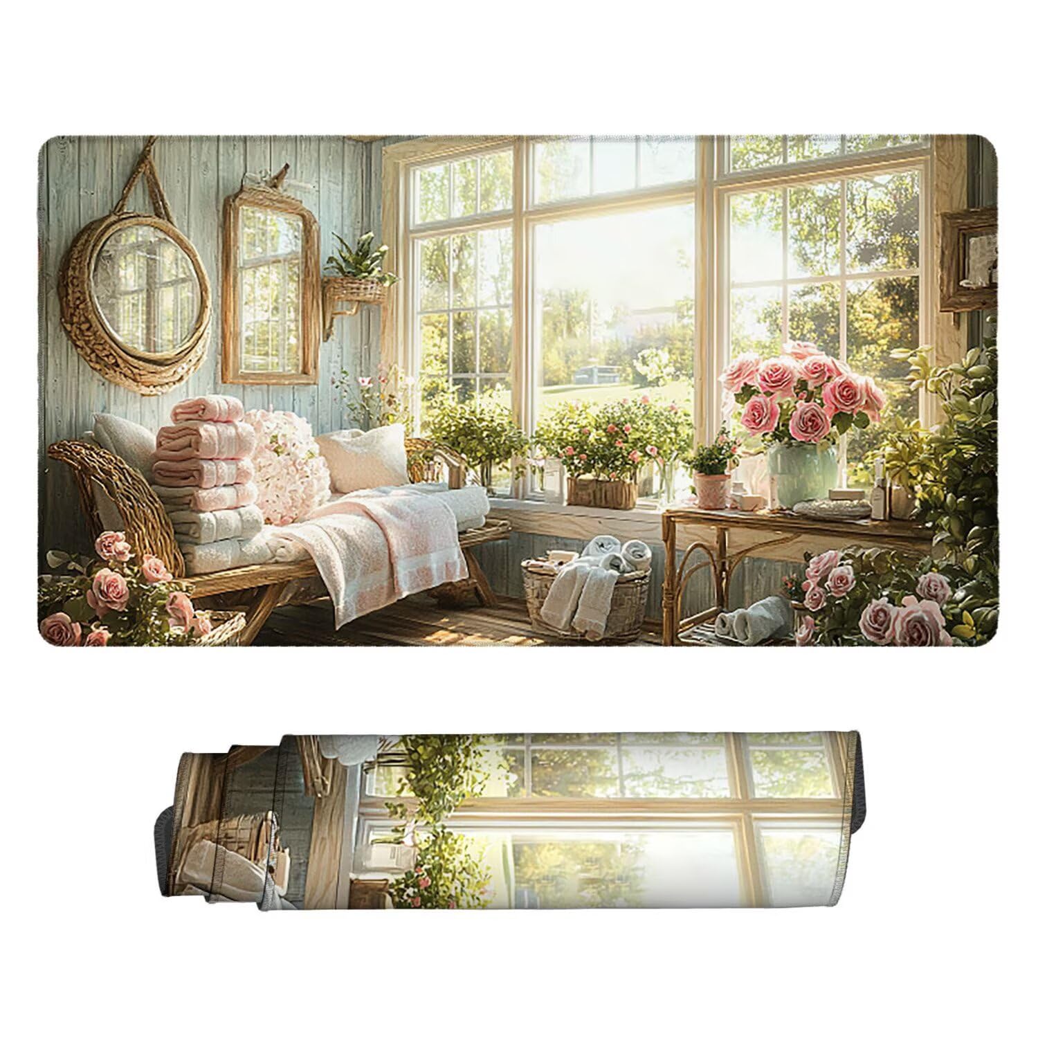 Podkładka pod mysz do gier, 1200 x 600 mm XXL, duża podkładka pod mysz do gier, antypoślizgowa, wodoodporna, rozszerzona XXL długa podkładka pod klawiaturę, akcesoria biurowe, dla graczy, PC (widok na