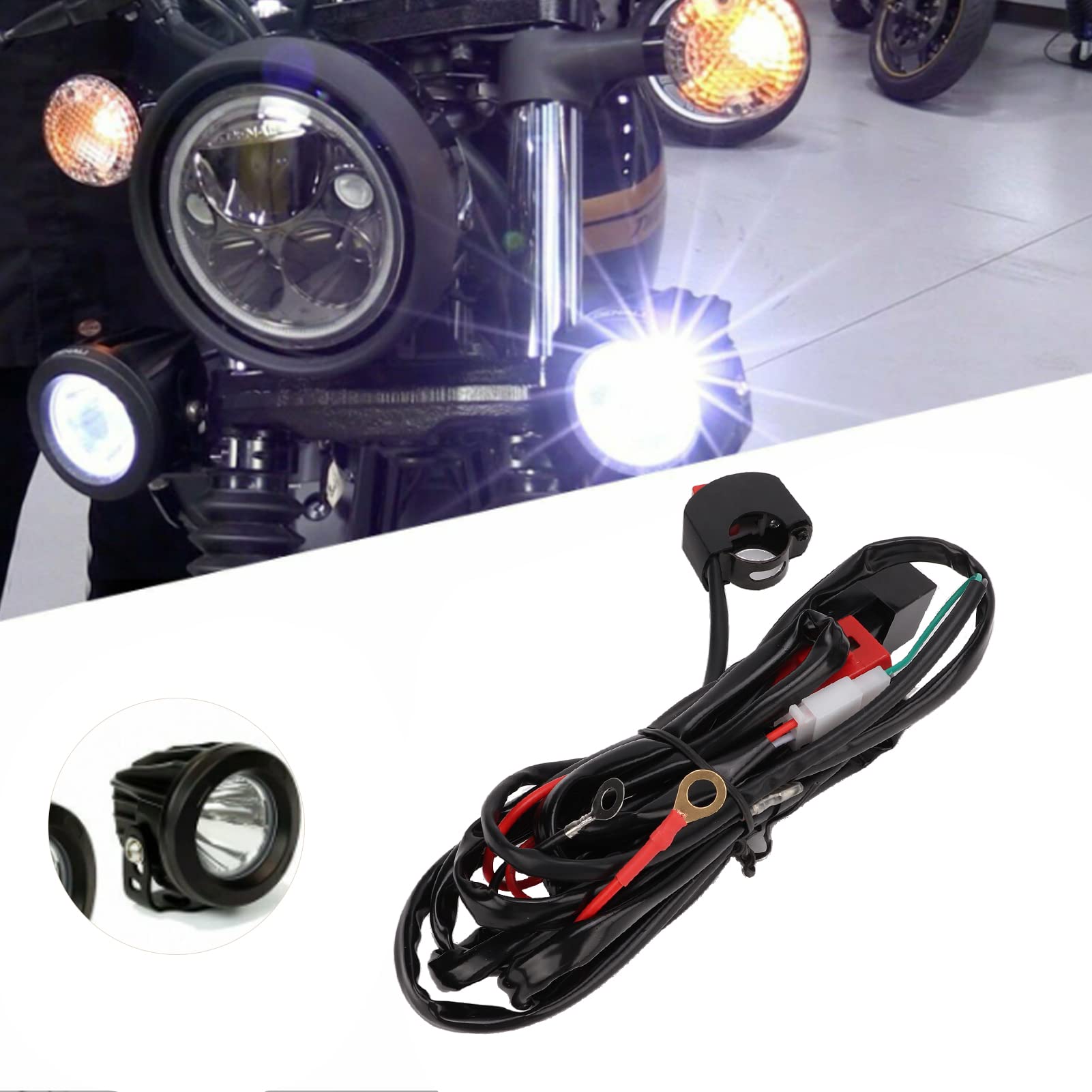 Kit cablaggio luci LED per moto, interruttore da manubrio 12V 40A con pulsante, cablaggio universale per barre luminose a LED, compatibile con moto da cross 9-V, ATV e