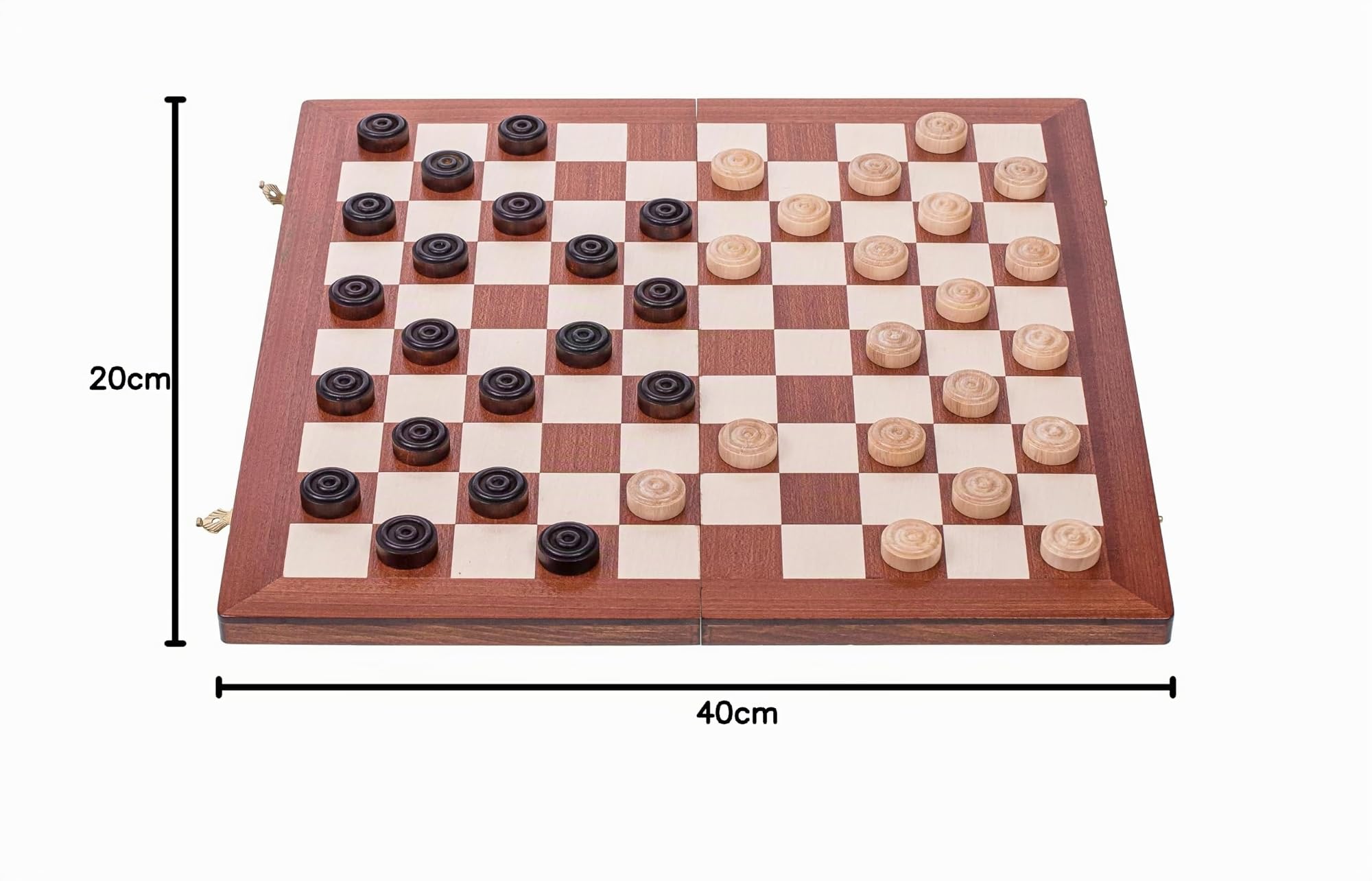 Square - Jeux Dames en Bois - 100 Champs - Échiquier Acajou/Sycomore - 40 x 40 cm