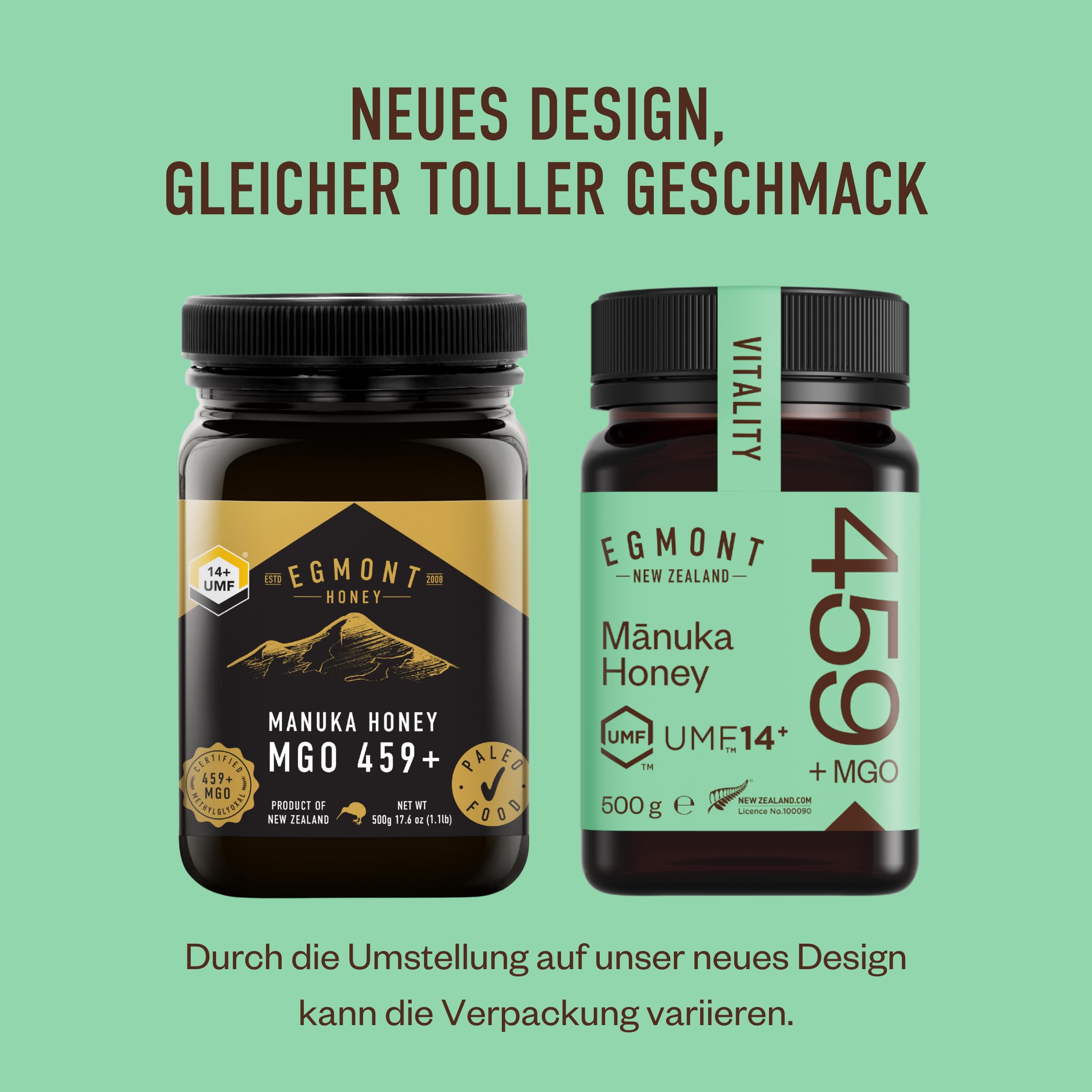 Egmont Honey Manuka Honig 459+ MGO 14+ UMF 500g | Zertifizierter MGO- und UMF-Inhalt | Roher Honig 100% Natürlich | Hergestellt in Neuseeland