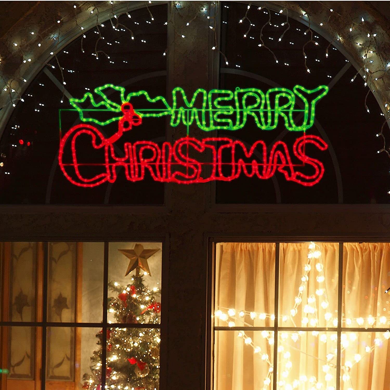 クリスマス,LEDチューブライト MERRY CHRISTMAS Amazon.com : LAMPHOME Large 48