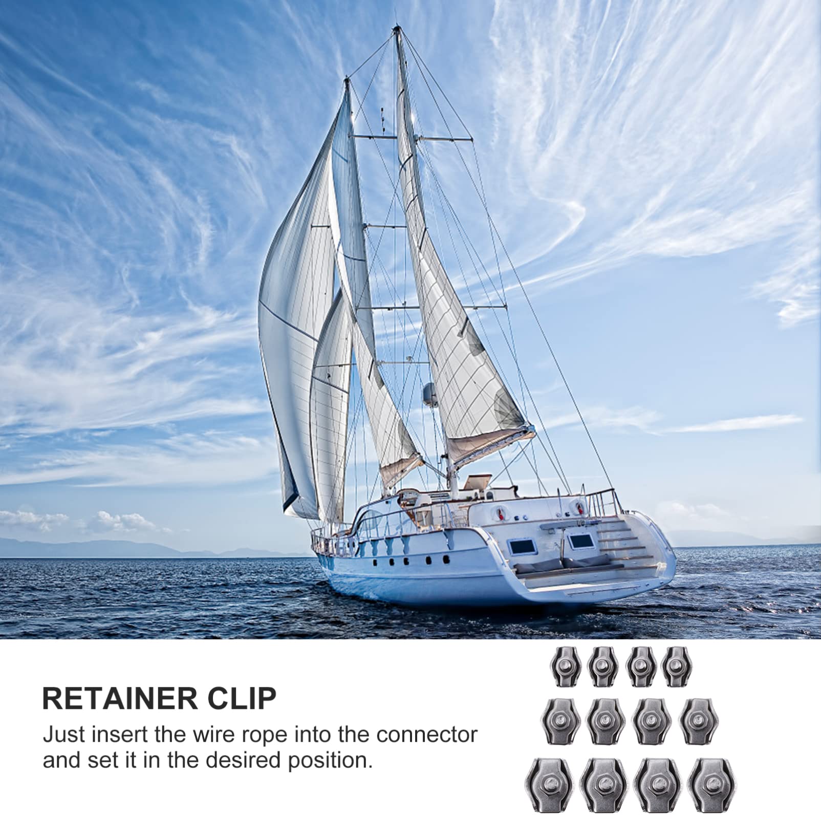 KICHOUSE 2sets Stainless Wire Rope Clip Cable Clamp for Rope Connector and Single Wires Splicer 12pcs*2