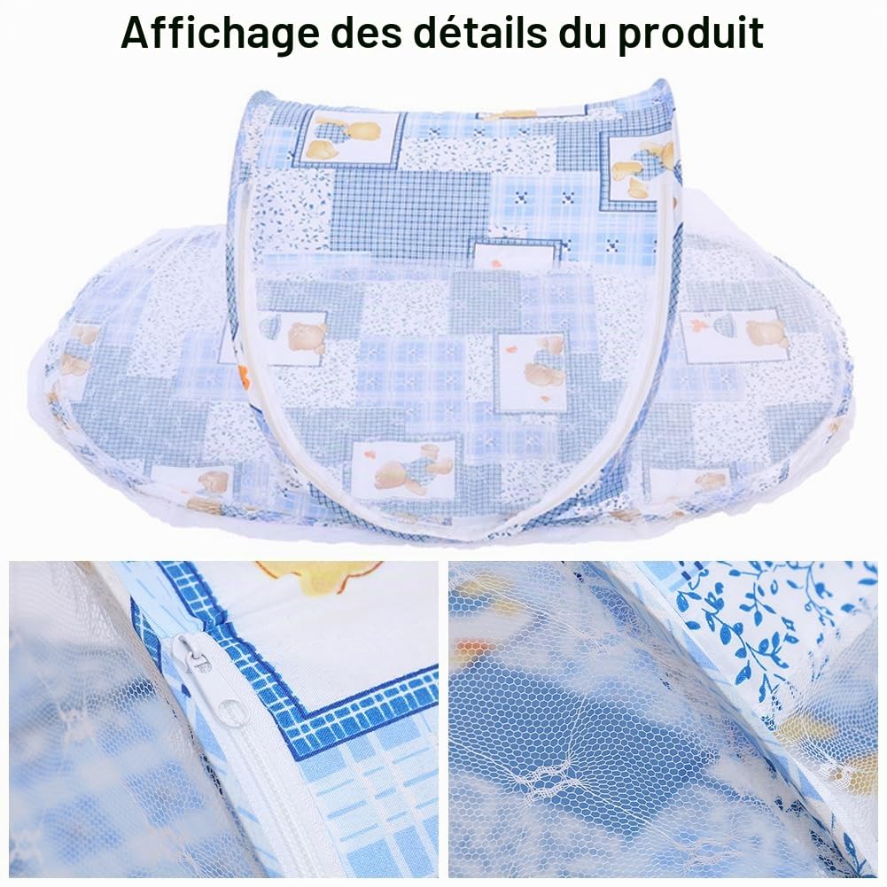 Moustiquaire Lit Bebe avec Fermeture Éclair Pliante pour Berceau/Berceaux/Lit de Voyage Pop Up avec Pare Soleil Anti-UV & Anti-Insectes pour Bébés