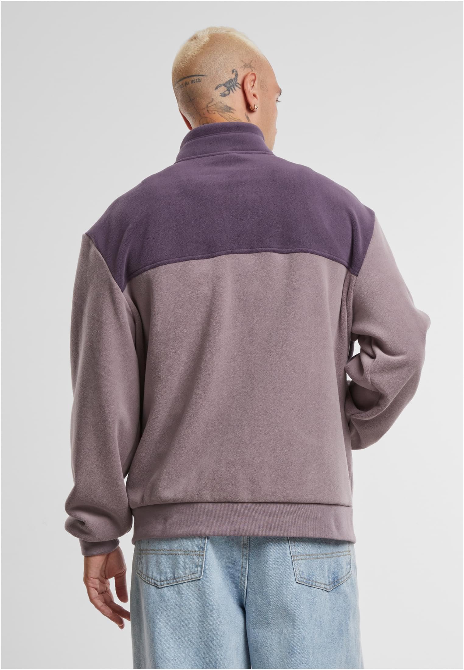 Urban Classics Męska kurtka przejściowa Colour Block Polar kurtka polarowa, lekka kurtka dla mężczyzn, dwukolorowa, krój regularny, purplenight/fadedpurple, 5XL