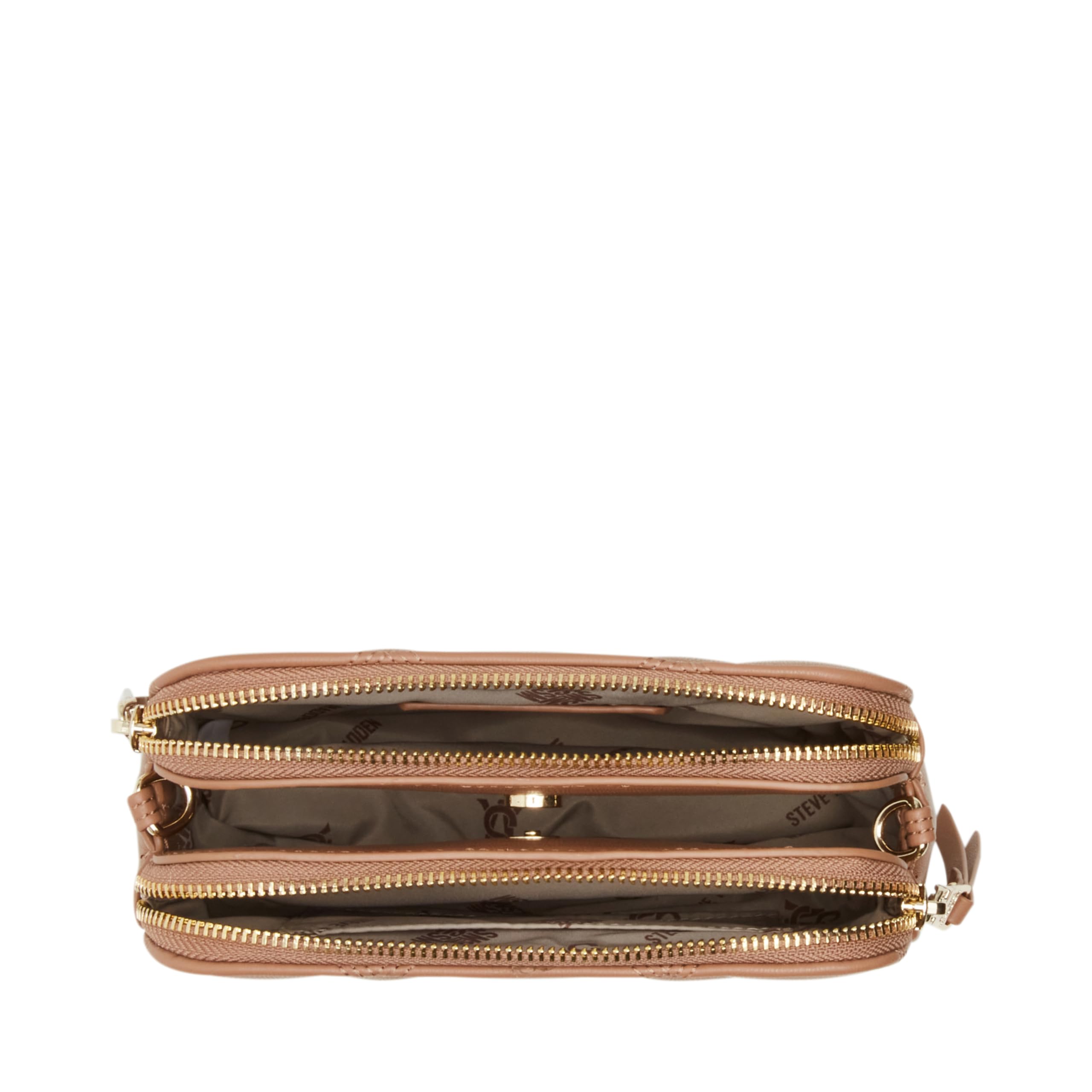 Steve Madden Damen Daisy Quilted Bdaisy Crossbody mit doppeltem Reißverschluss, Cognac – Ansicht 4