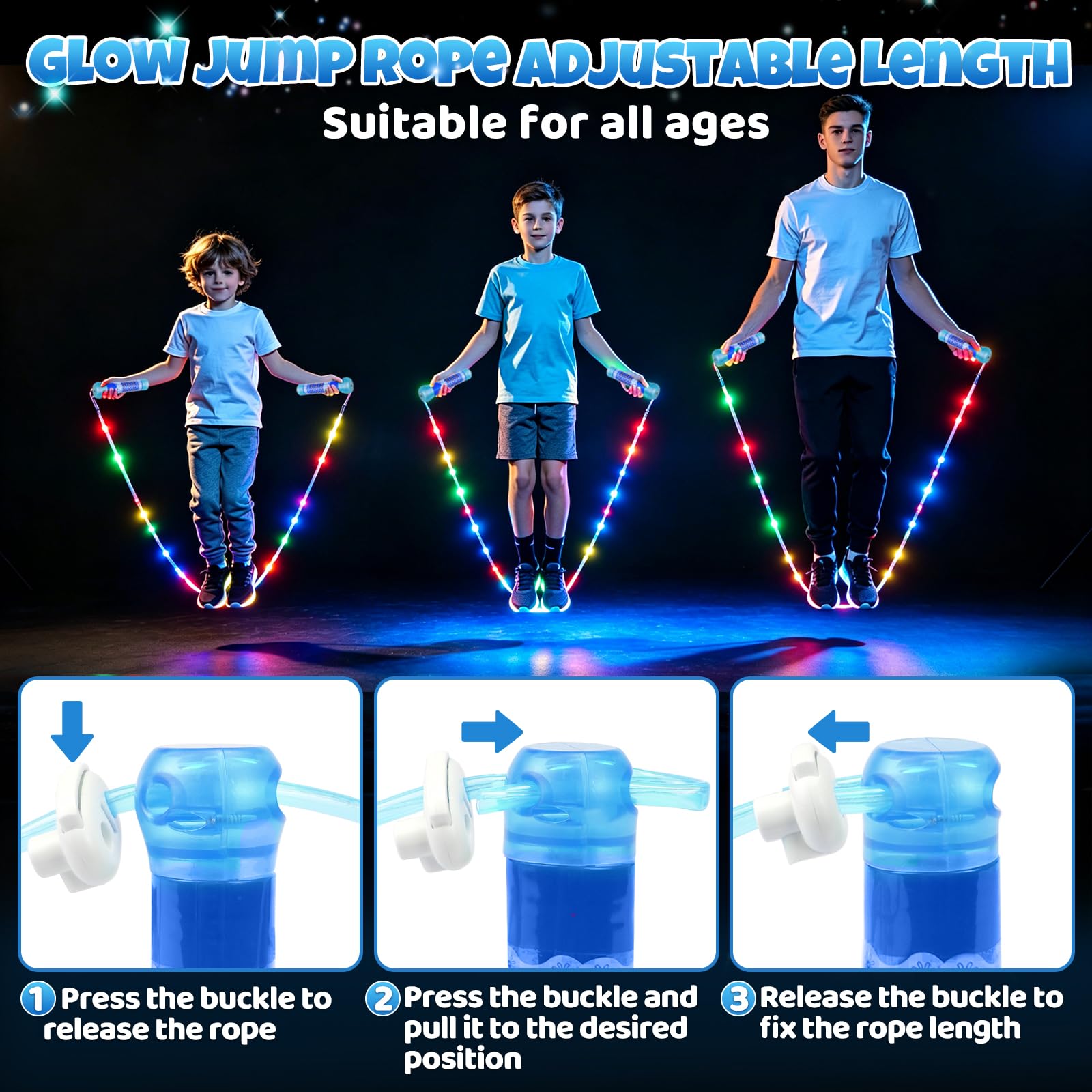 LED Jump Rope for Kids Colorful Skipping Rope Light Up Ropes for Girls Boys  Fitness Exercise & Lights Dancing & Night Party Favors (Blue Handle Led  Jump Rope) : Amazon.com.au: Sports, Fitness
