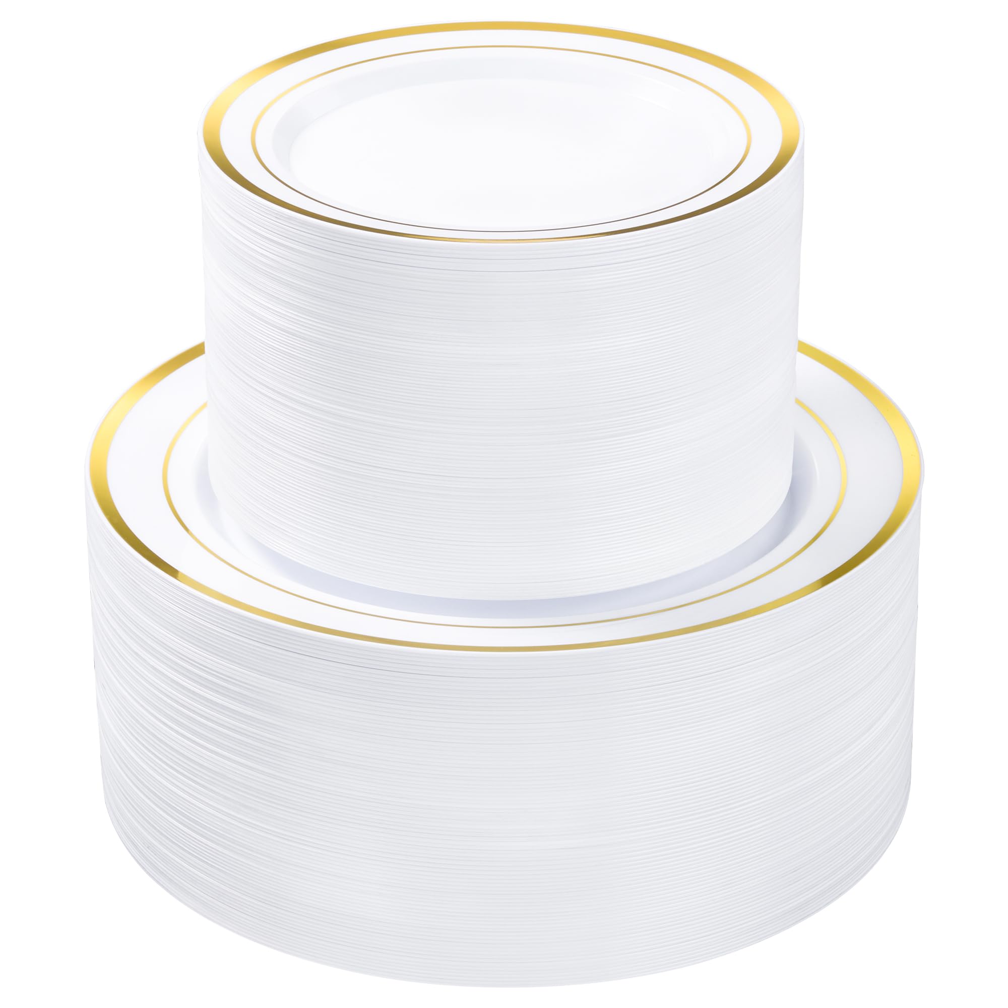 Photo 1 of BESTVIP 200-Piece Gold Plastic Plates (100 Dinner, 100 Dessert)