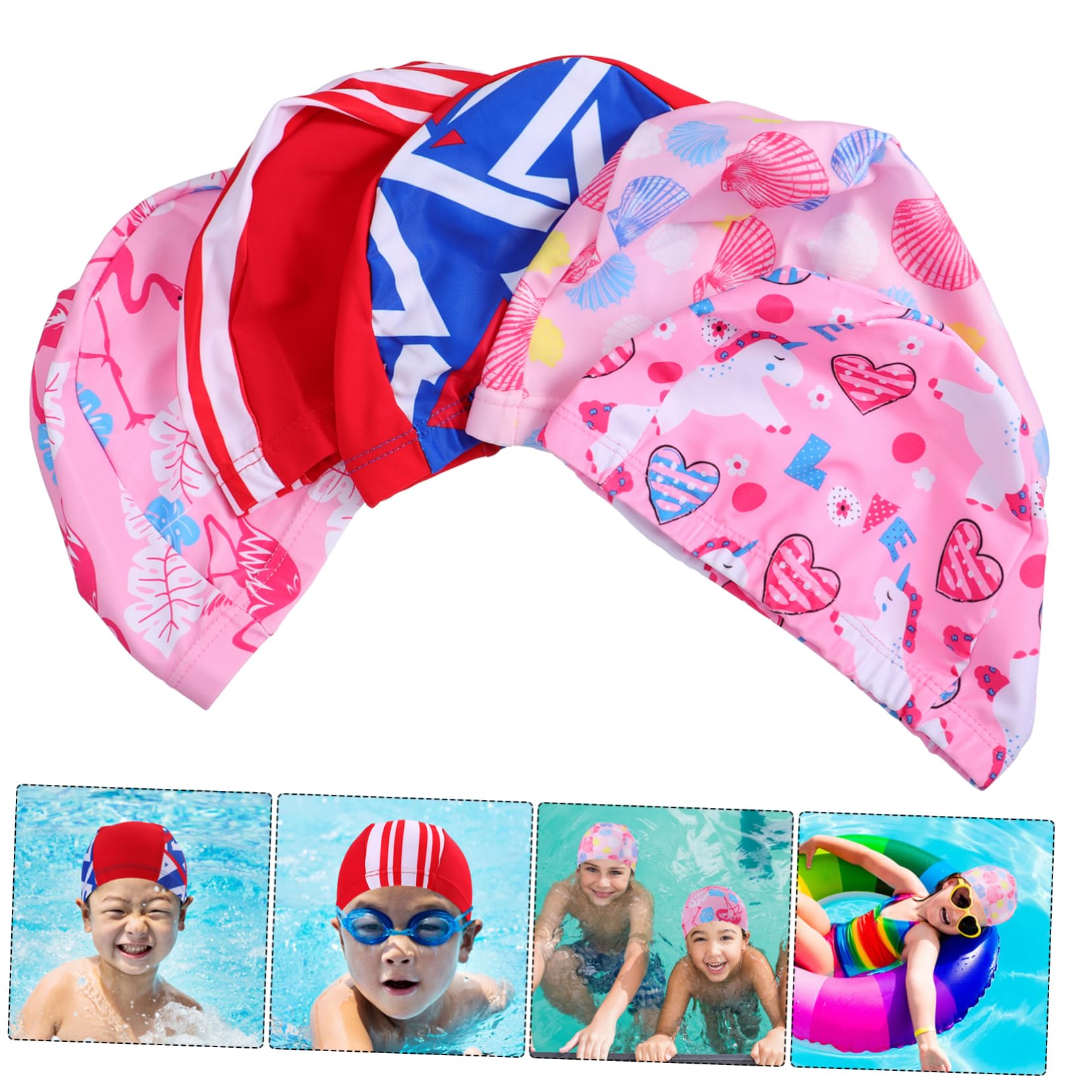 SUPVOX Bonnet De Bain Enfant Bonnet De Bain pour Les Cheveux Grand Bonnet De Bain Cheveux Bonnet De Bain Seau Nageurs Bonnets De Bain Drôles Lunettes De Plongée Polyester