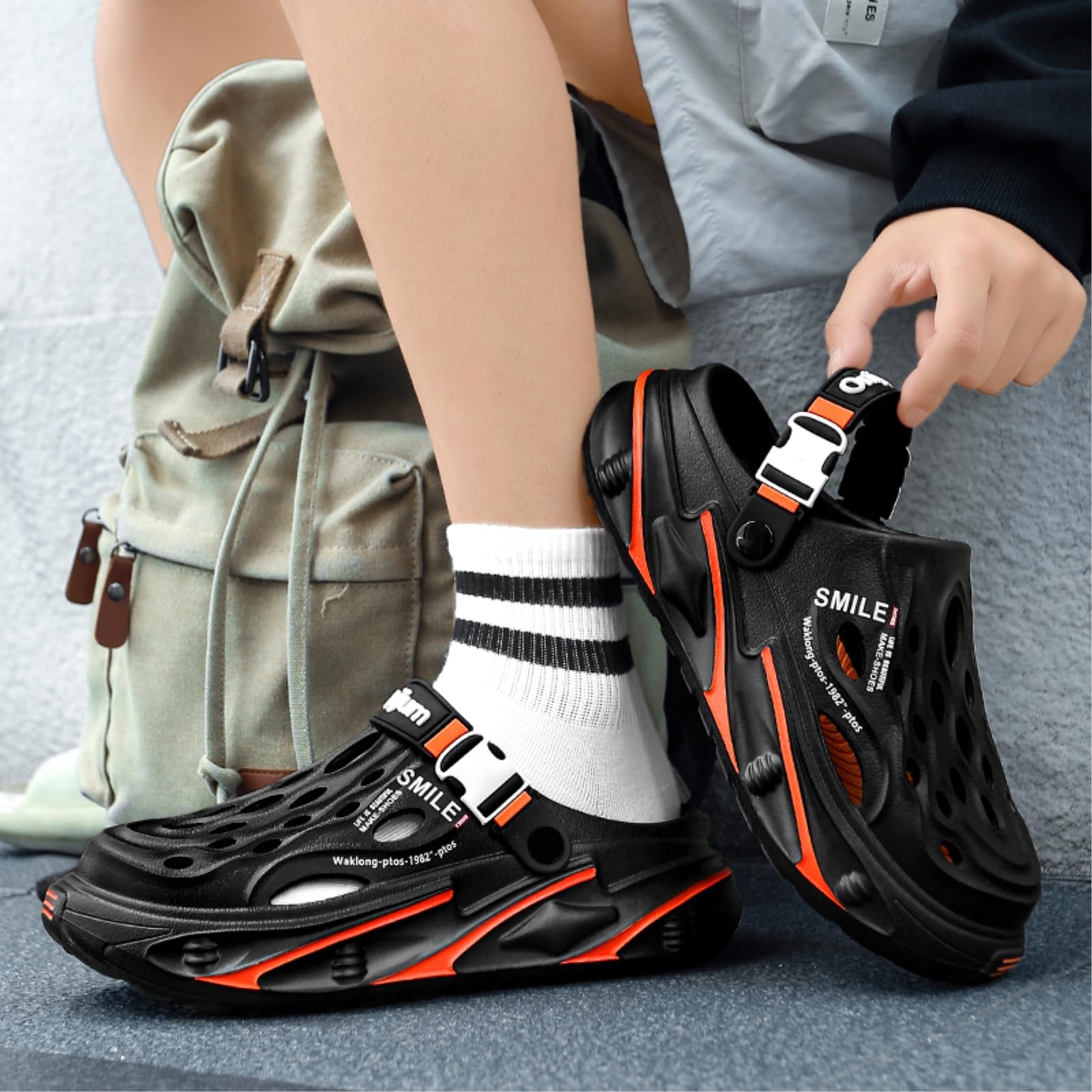 WANGSHUO Sommer Hausschuhe Mode Weiche Eva Clogs Slides, Komfort Casual Outdoor Garten Strand Sandale Pantoffeln Für Unisex-Black Grey-38-39