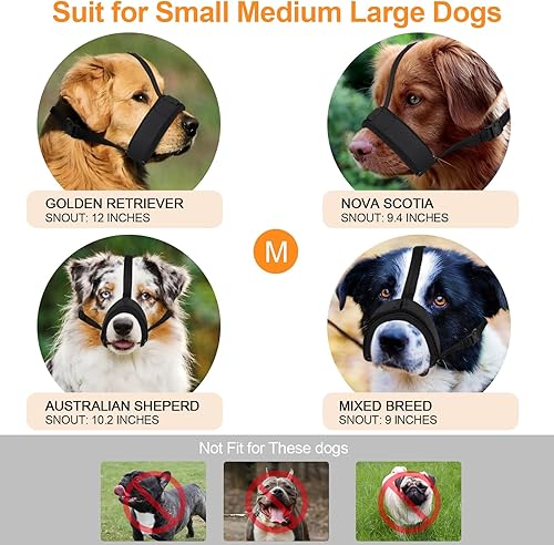 Miniatura 4 de Bozal ajustable para perro, nailon suave integrado que mantiene la boca del perro cómoda, bozal con correa ajustable para evitar morder, ladrar y