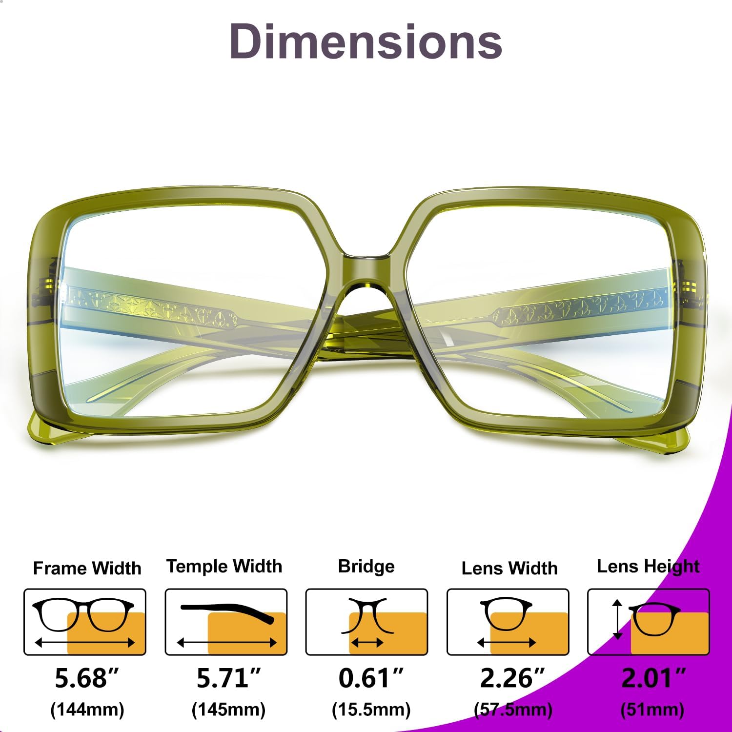 VISOONE Oversized TR90 Blue Light Blocking Glasses Fashion Accessories Non Prescription for Women Harvard - Image 7