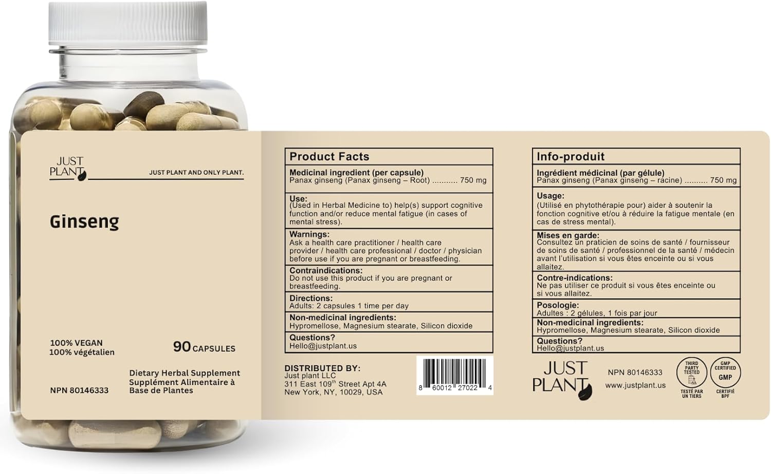 Ginseng Root Extract Capsules 750 mg, 90 Vegan Capsules, Natural Energy, Cognitive Support & Immune Booster, Gluten-Free - Image 6