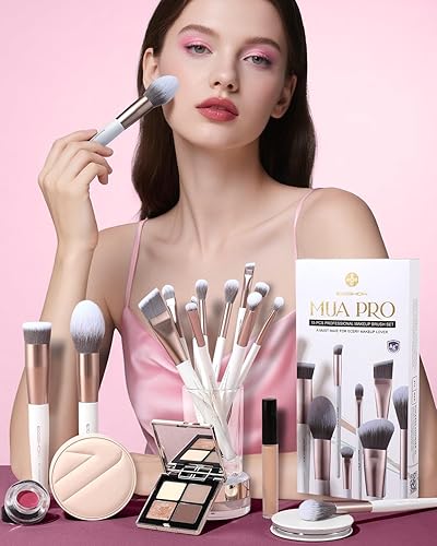 Miniatura 6 de EIGSHOW Juego de brochas de maquillaje, 15 brochas de maquillaje profesional con cerdas de iones plateadas para base, colorete, iluminador,
