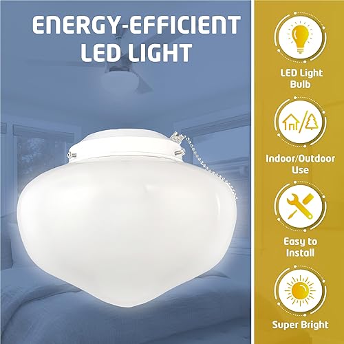 Miniatura 7 de Ciata Moderno kit de lámpara para ventilador de techo con 3 pantallas de bombilla de vidrio acanalado esmerilado e iluminación LED, ahorro