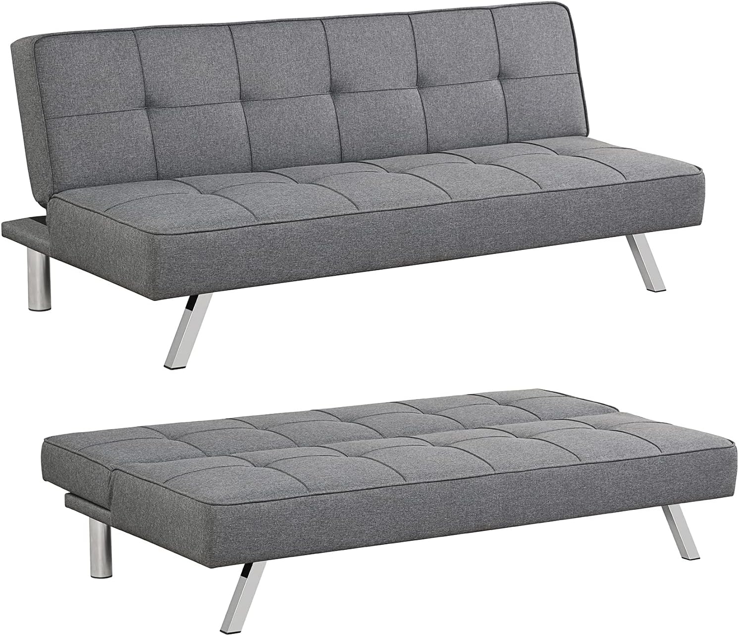 RELAX4LIFE 3 Seater Sofa Bed, 3 Adjustable Padded Modern Couch Bed