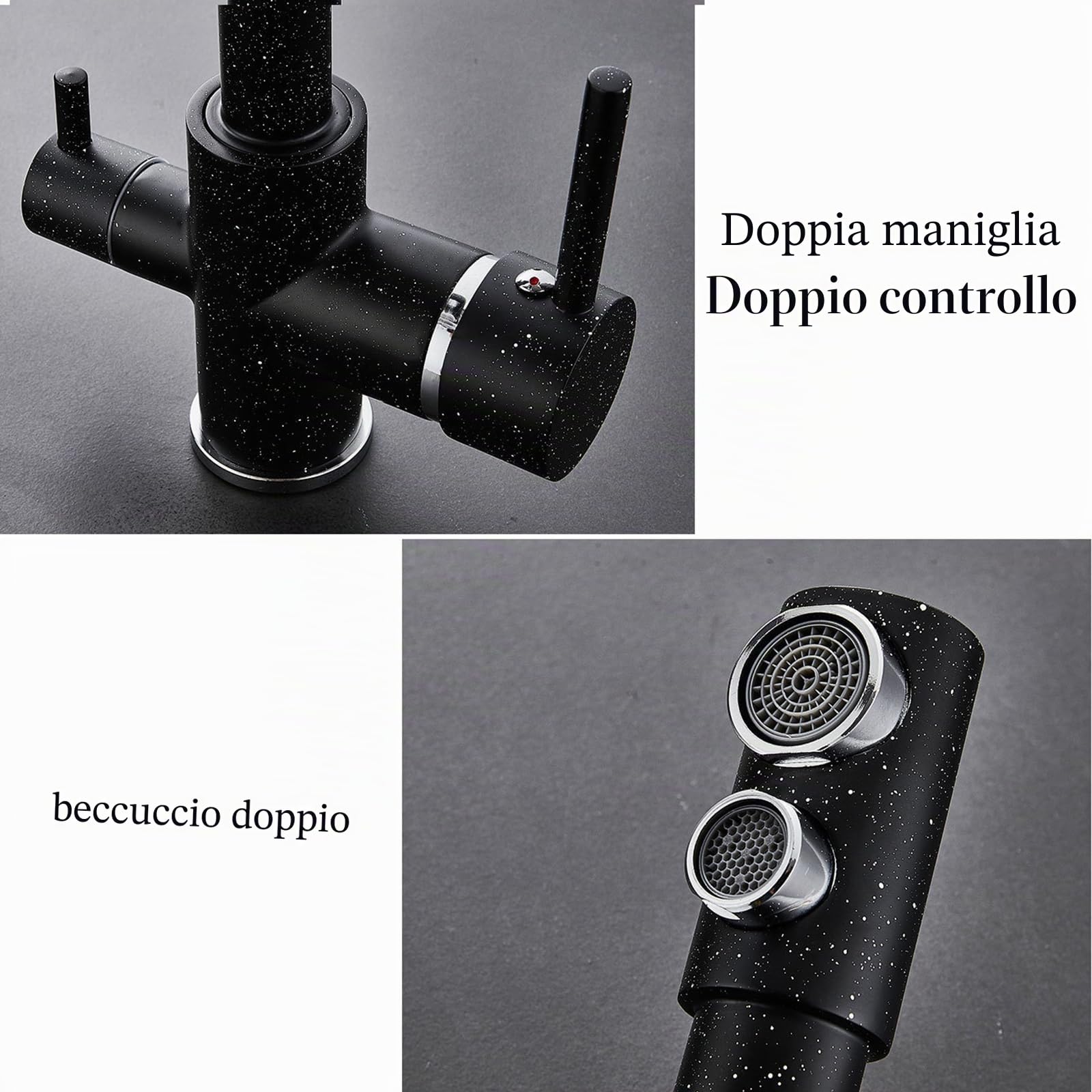 XJTNLB Rubinetto Cucina 3 Vie per Depuratore Bianco Rubinetto Lavello Cucina con Doppio Manopole Rubinetto a Osmosi Miscelatore Tre Vie