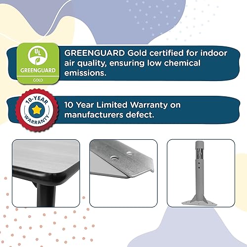 Miniatura 8 de Angeles AB6554PB - Mesa escolar As We Grow de 30 x 60 pulgadas altura ajustable de 16 a 22 pulgadas de alto gris y azul guardería para niños