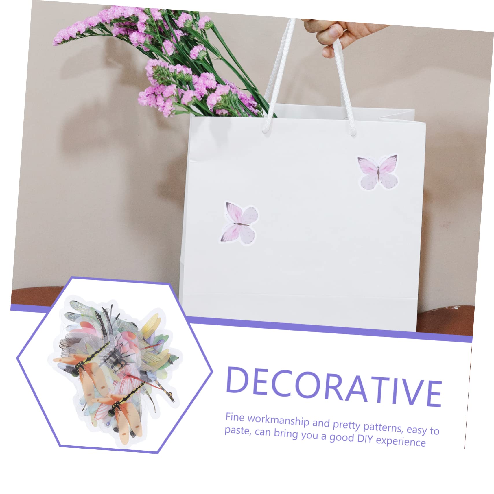 SEWACC 4 Pièces 5 Collage De Poche Autocollants Ordinateur Portable Stickers Autocollant Autocollant Fournitures D'embellissement De Journal Libellule Stickers Décor L'animal De Compagnie