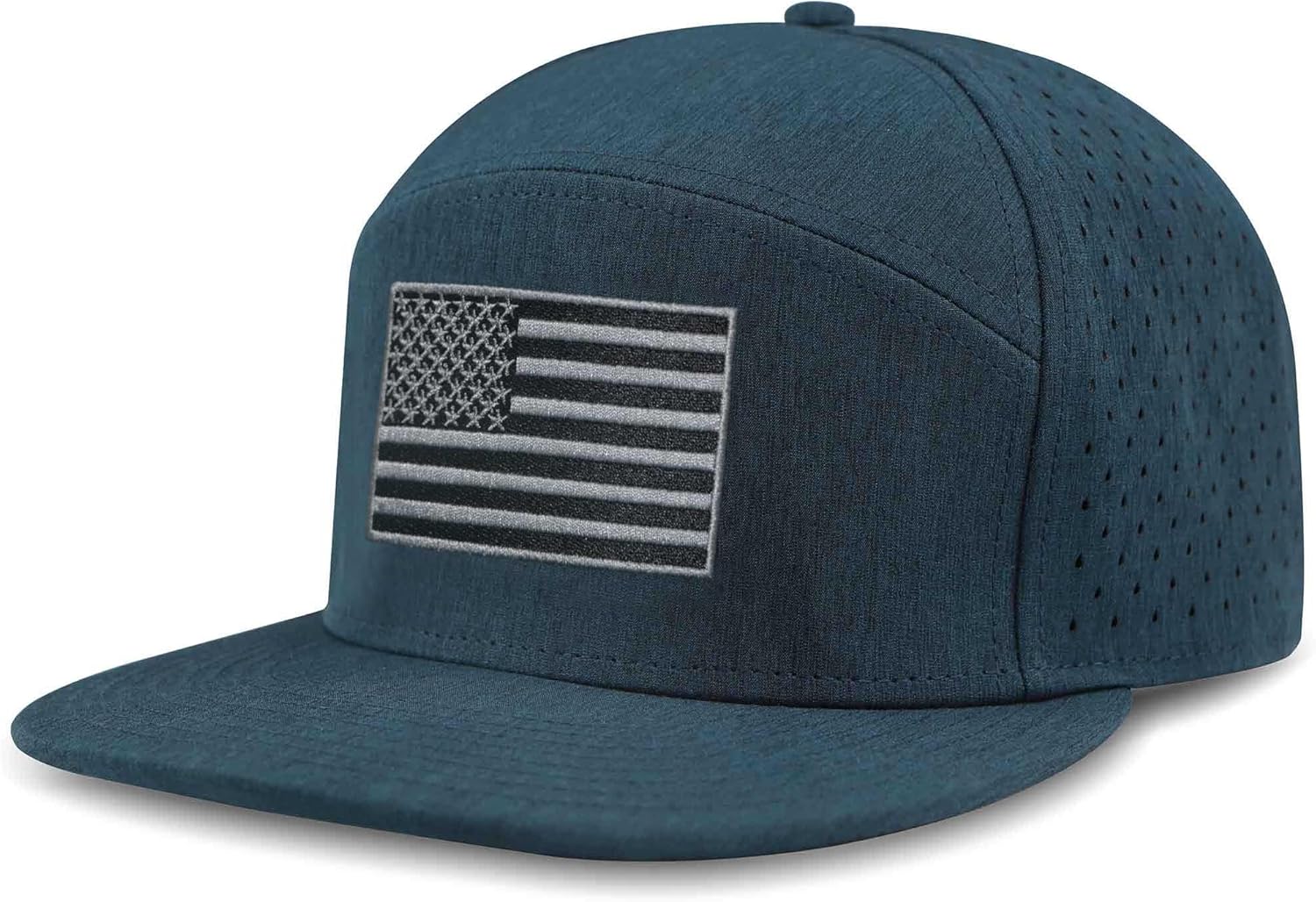 SHOHELL Flat Bill Baseball Cap, American Flag Hat, Water Resistant Snapback Hat, Flat Brim Golf Hat, Fishing & Outdoor Hats