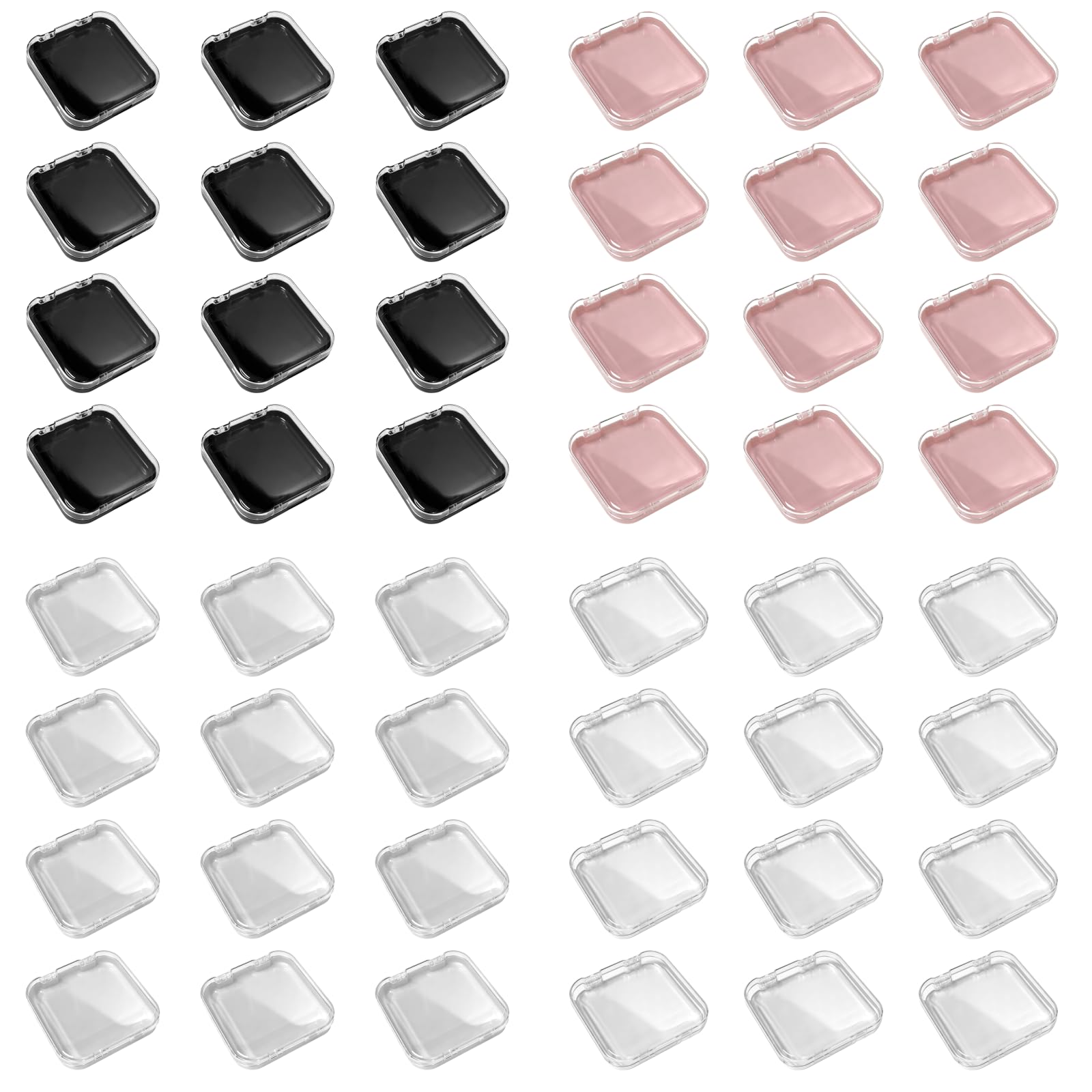 48 szt. pudełek do przechowywania paznokci z 180 samoprzylepnymi zakładkami, kwadratowe gablotki o wymiarach 7,6 x 7,6 x 1,5 cm, przezroczysta pokrywka, organizer na tipsy w 4 kolorach, do