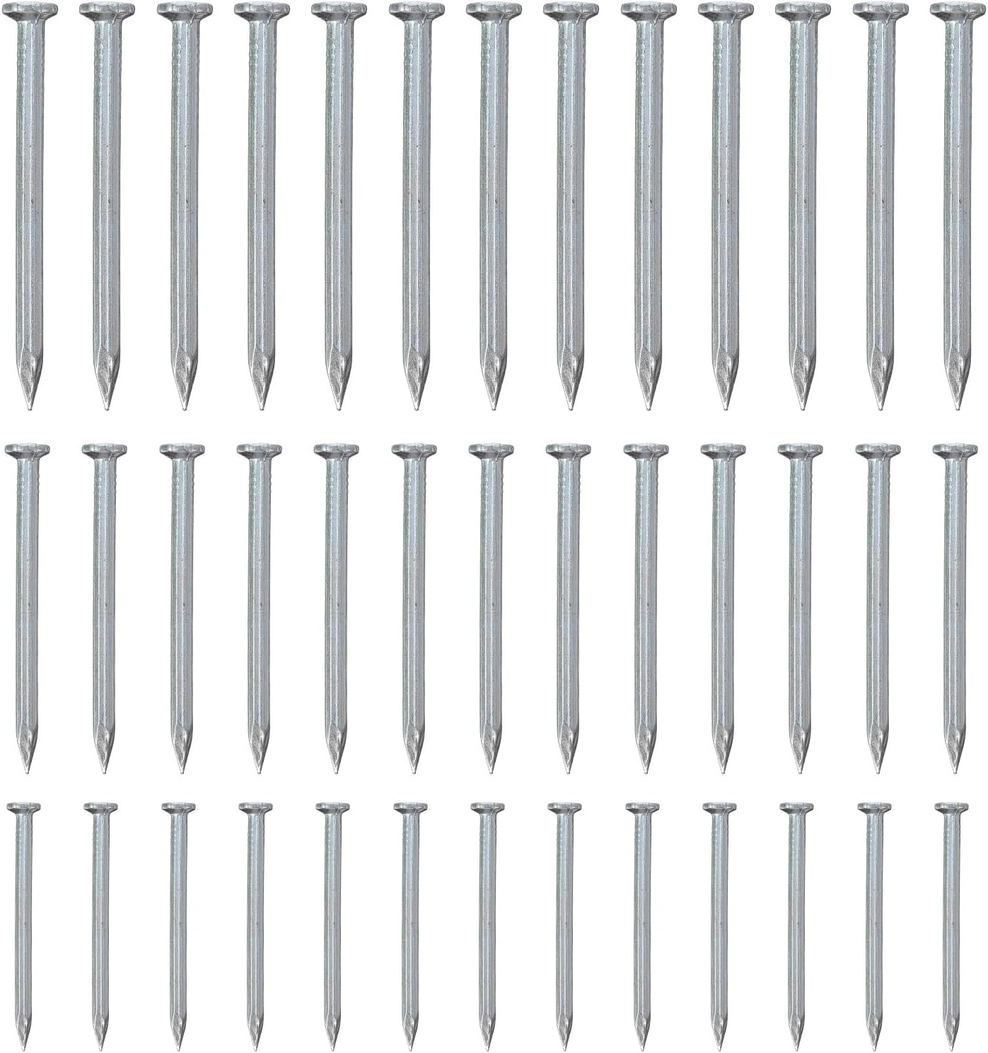 515pcs Galvanized Steel Cement Nails 30mm, 40mm, 50mm Hardened Masonry Nails with Flat Head for Concrete Walls, Brick, Tile, and Painting Hanging in Construction and Industrial Use