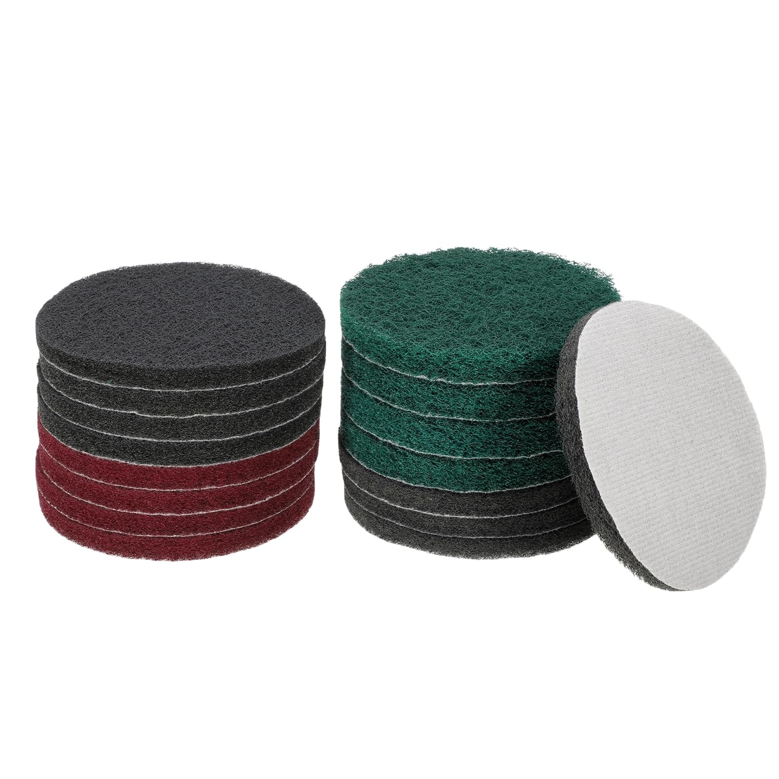sourcing map 4pcs Scrubber Scouring Pads 180 400 800 1200 Grits 5 Inch Drill Power Brush Hoop and Loop Surface Conditioning Disc Drill Scuffing Disc Scrub Pads for Kitchen Cleaning, 4 Colors