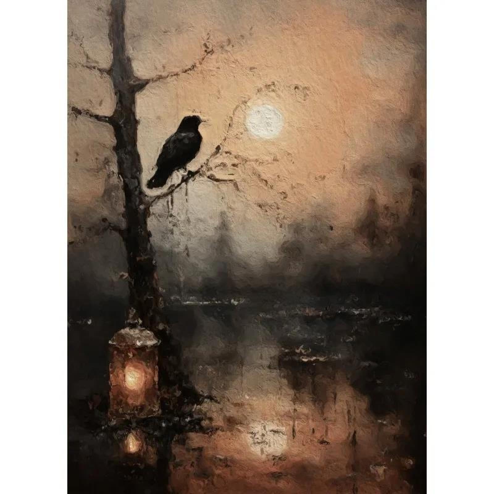 Baibexing Vintage Bird Raven Poster Prints Abstract Crow Dark Canvas Painting Wall Art For Living Room Home Decor A6 50X70Cm Unframed