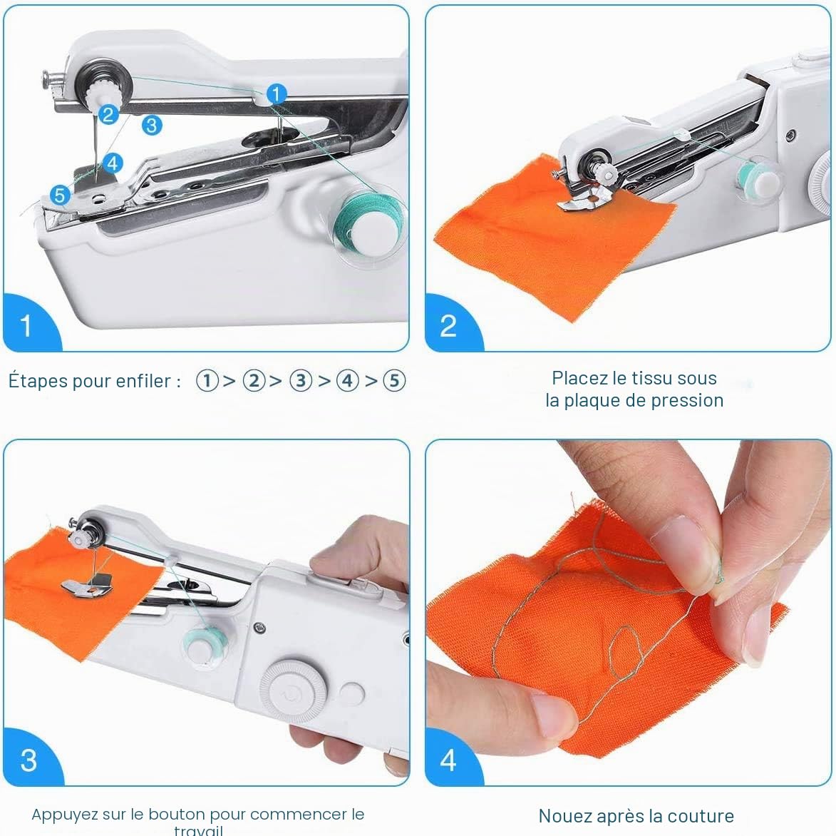 Machine à Coudre Manuelle, Mini Machine à Coudre Électrique Portable à Couture Rapide pour Adultes, Facile à Utiliser, Compacte et Légère, Idéale pour Vêtements, Tissus, Maison & Voyages