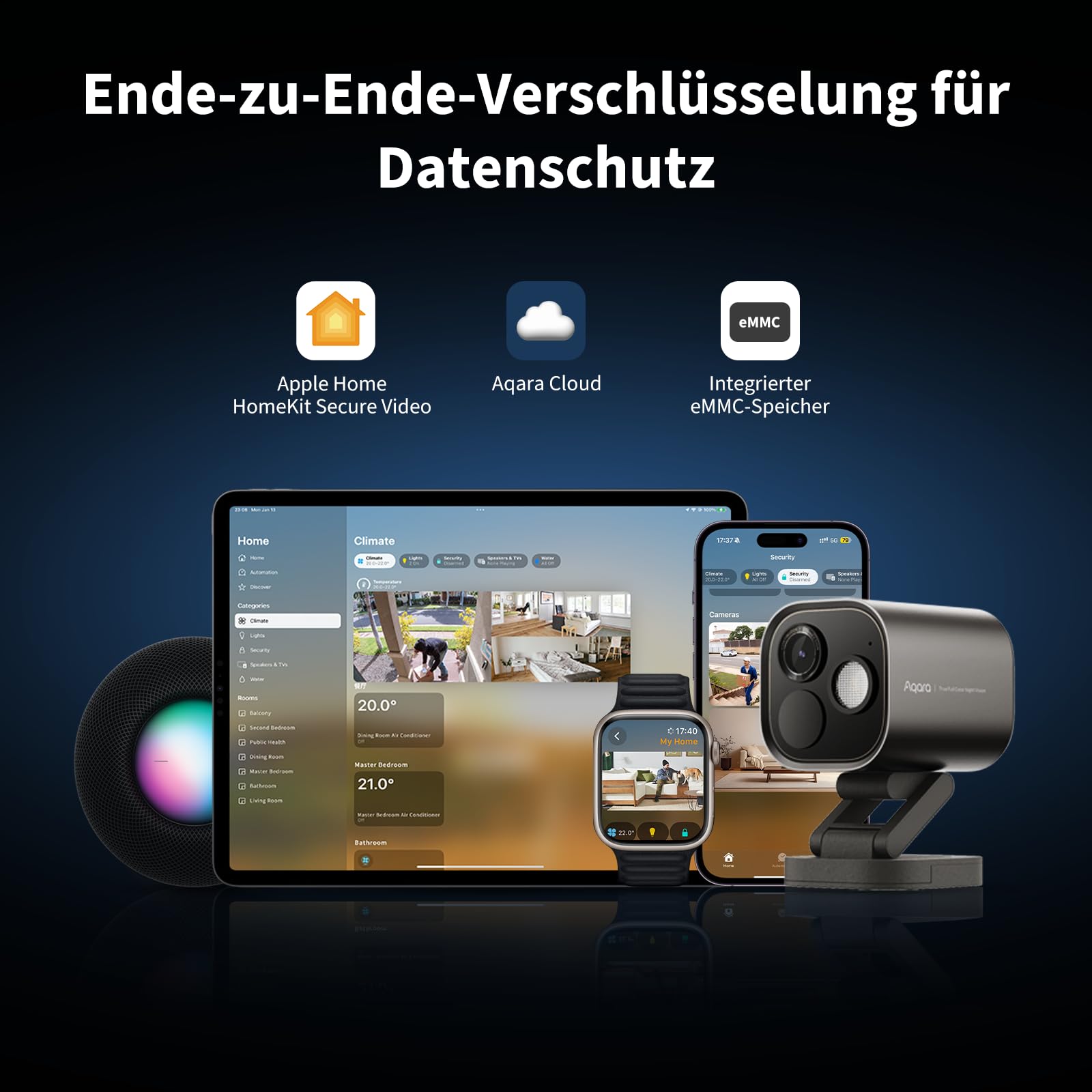 Aqara Überwachungskamera Aussen G5 Pro, 4MP Echtfarbe Nachtsicht,Grau | HomeKit Secure Video,Kamera-Hub, 2,4/5GHz WLAN,Thread-Grenzrouter, Lokale Erkennung,Thread/Zigbee, Unterstützt Alexa,Google