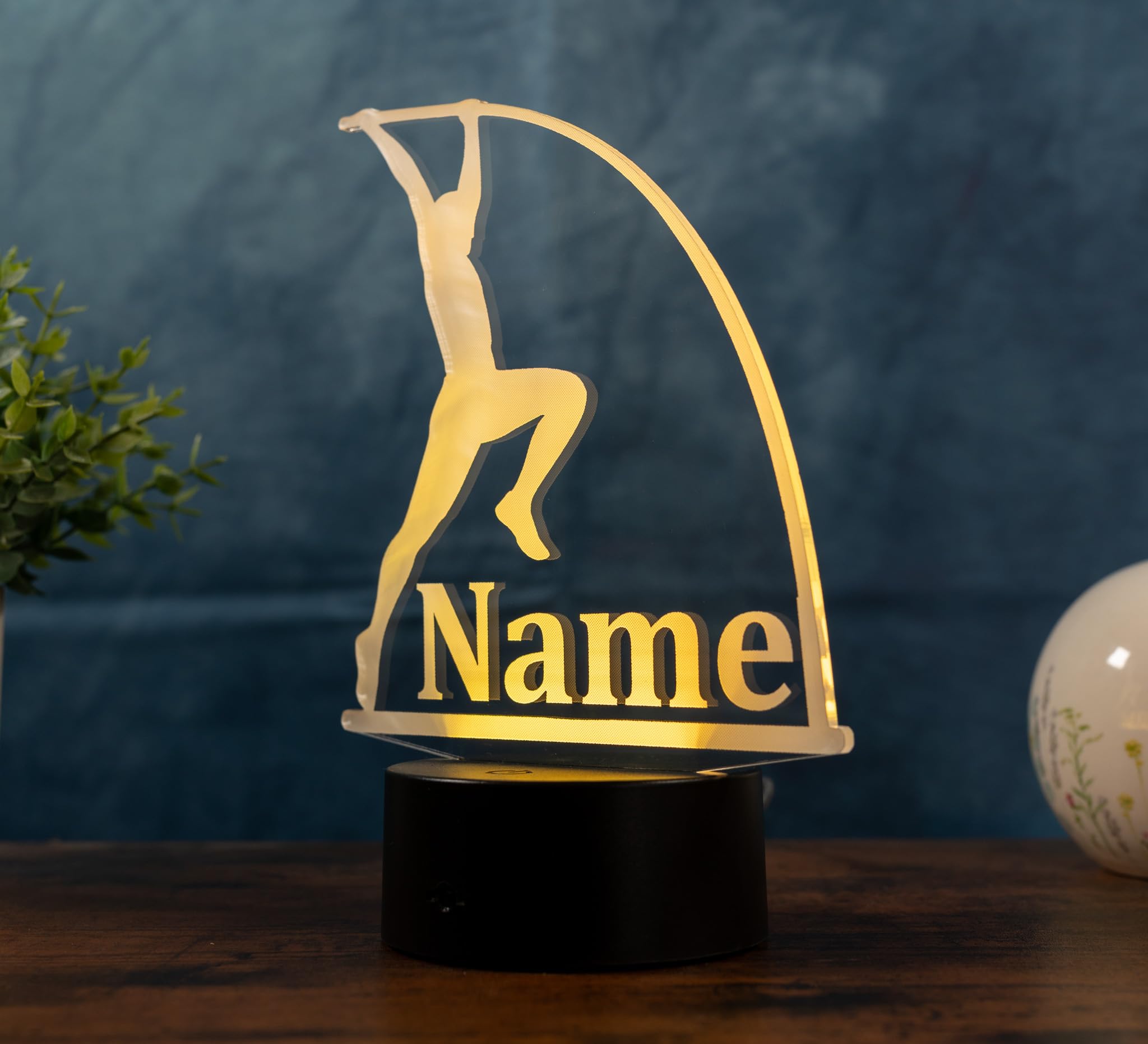 Stabhochsprung Lampe personalisiert – LED Nachtlicht mit Name | Leichtathletik Geschenk & Sport Deko | Pole Vault Light für Kinderzimmer, Schlafzimmer & Athleten
