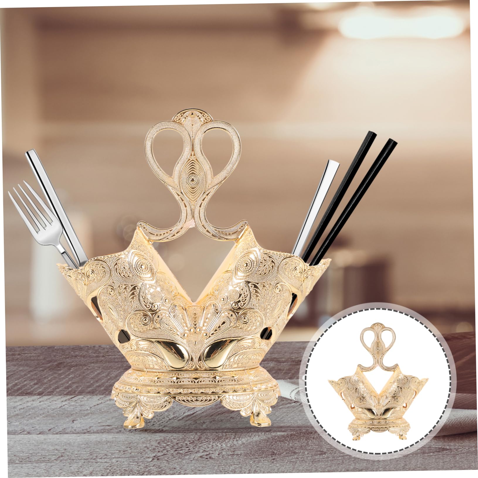 KICHOUSE Chopstick Storage Holder Elegant Utensils Organizer for Kitchen Counter Stylish Cutlery Rack for Forks and Spoons Space Saving Design Finish Home Decor