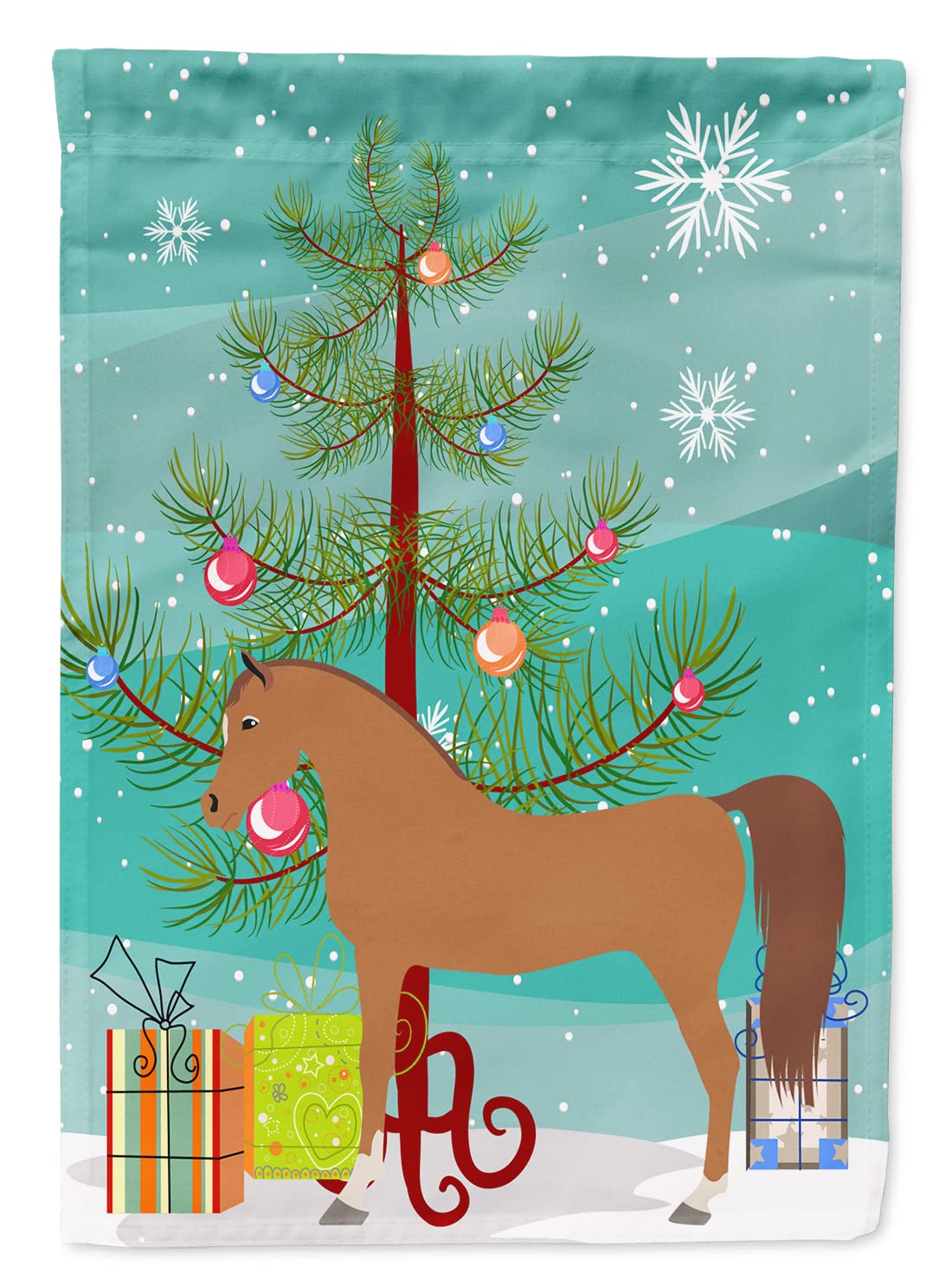 Drapeau de jardin Cheval Arabe de Noël résistant aux intempéries