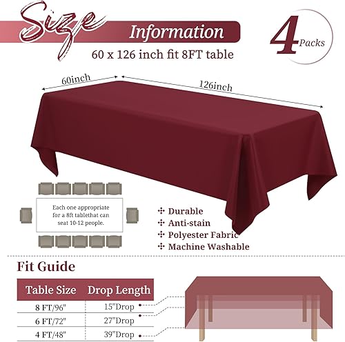 Miniatura 646 de Paquete de 8 manteles redondos blancos de 90 pulgadas, manteles redondos de poliéster lavables para mesa de tela decorativa resistente a
