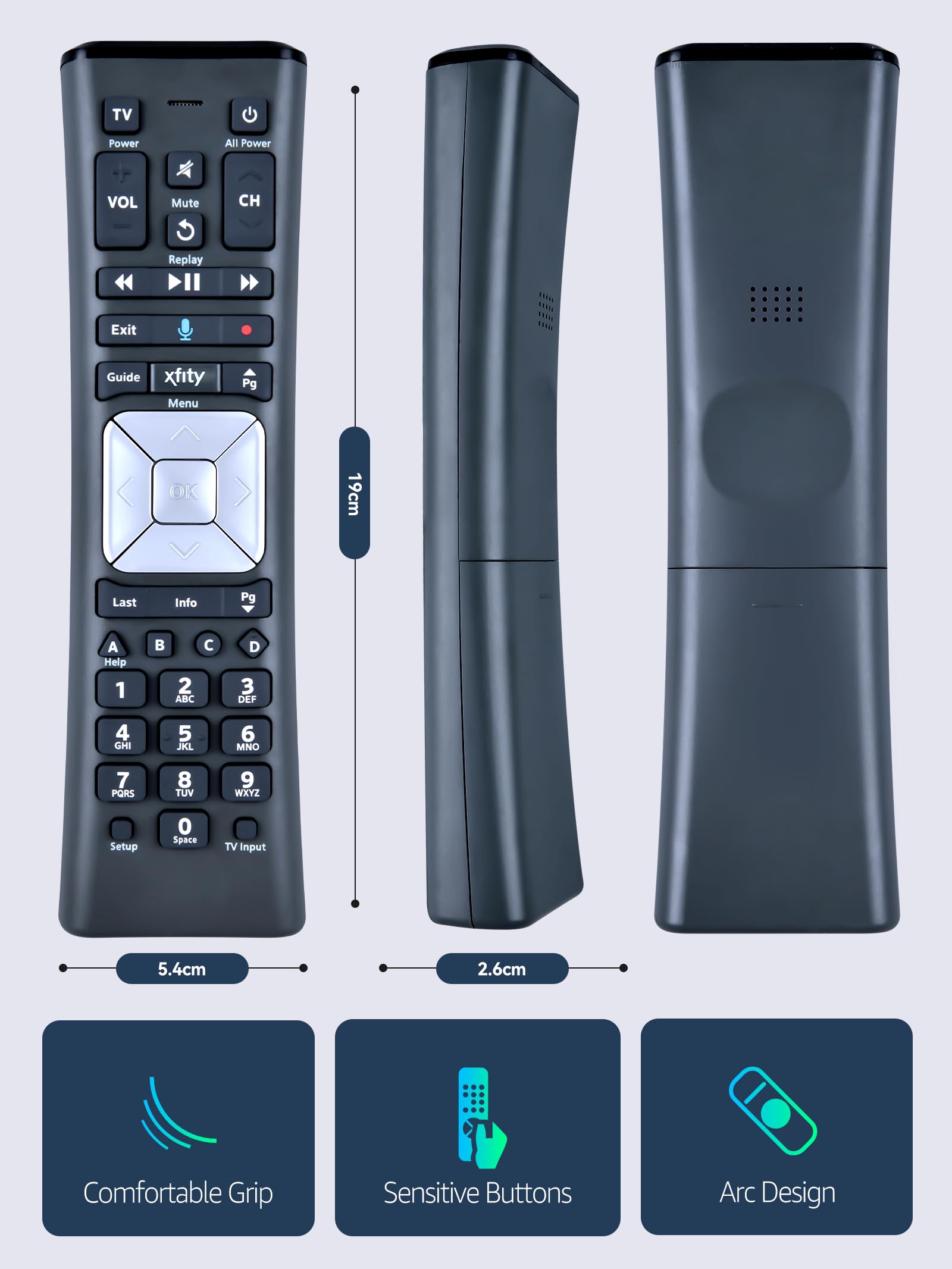 PZL Funda protectora de silicona para control remoto XFinity Comcast XR11, cable activado por TV, retroiluminación de voz premium, a prueba de golpes, lavable, agradable al tacto, con bucle