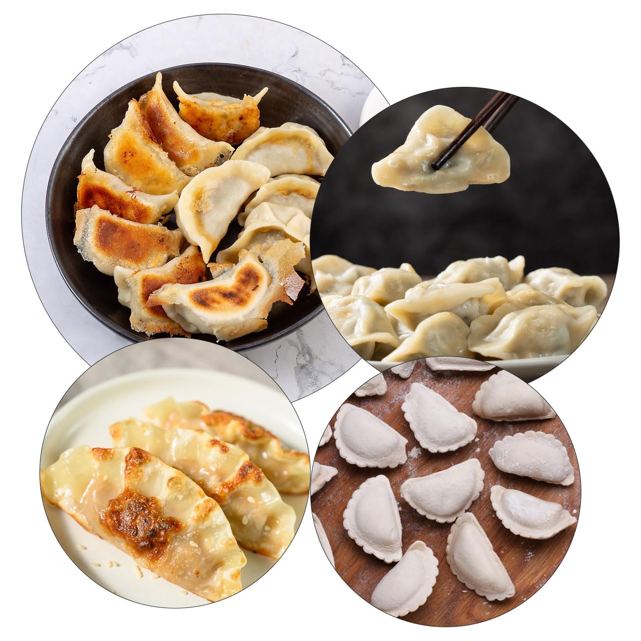 Lote de 3 moldes para empanadillas de diferentes tamaños de acero inoxidable para raviolis, dumplings y galletas (pequeño 75 mm, mediano 85 mm, grande 95 mm) — view 6
