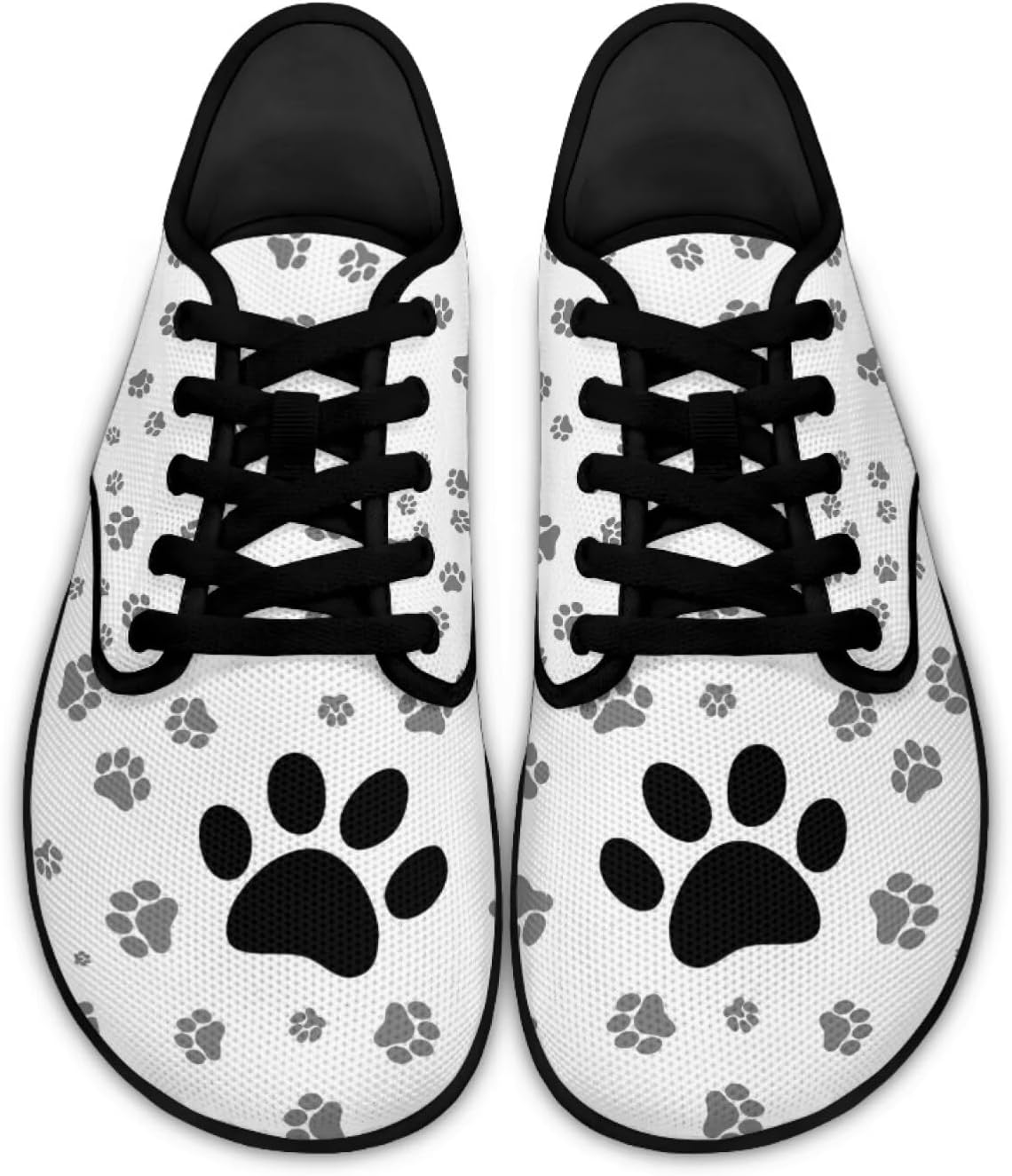 Jeiento Black White Dog Paw Barefoot Shoes Women Barefoot Sneaker Wide Toe Box Minimalist Walking Shoes Slip On Zero Drop Sole Fashion Sneakers
