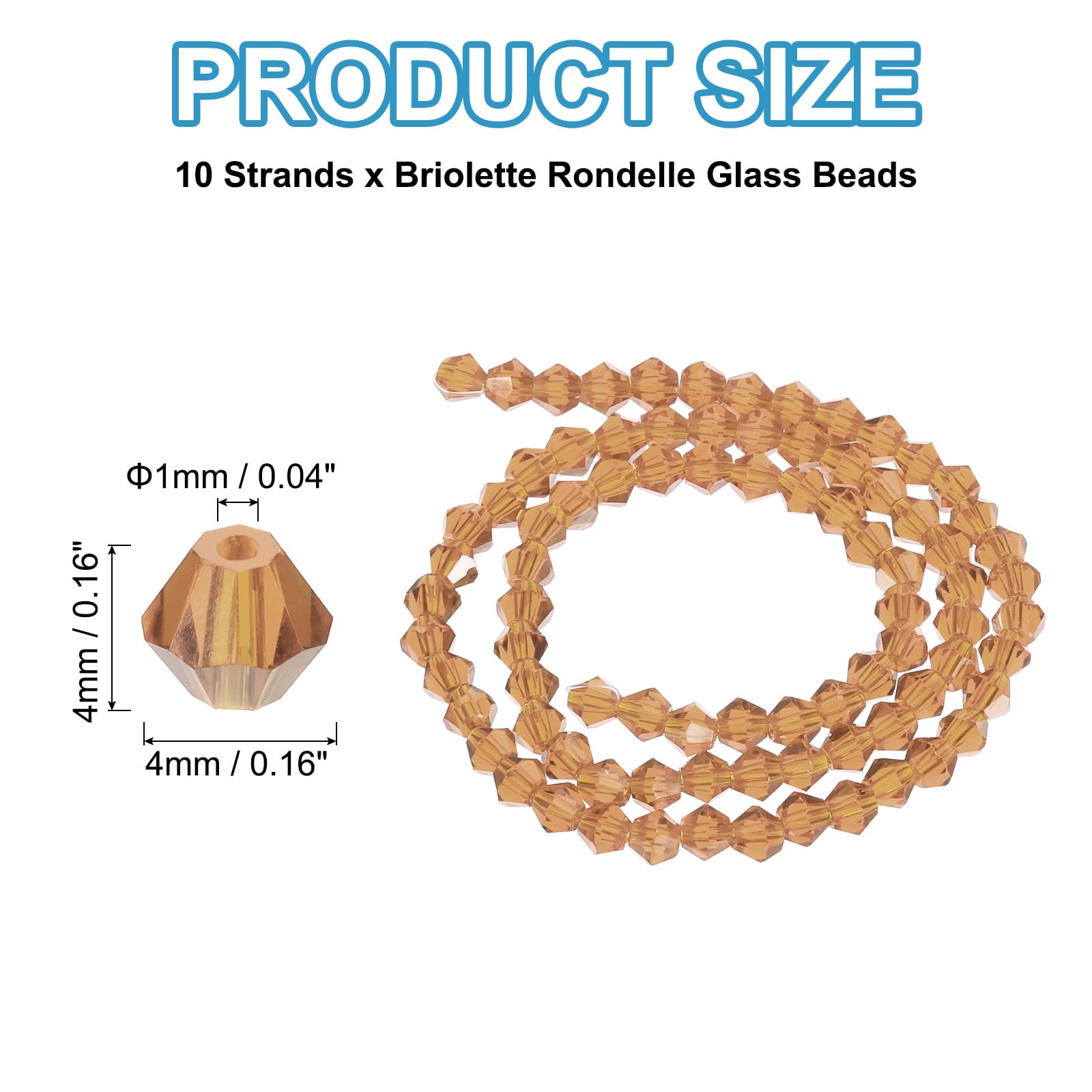 PATIKIL 10 Strands 4mm Bicone Crystal Glass Beads - Image 2