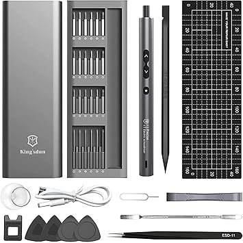 Mac-Axx 62-in-1 Mini Electric Screwdriver Set, Rechargeable Cordless Precision Power Screwdriver Set with 48 S2 Grade Bits, and LED Lights, & Other Accessories for repairing Electronic Gadgets