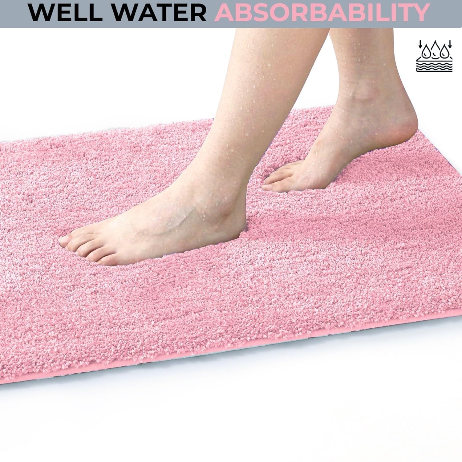 Om Carpet Soft Fluffy Microfiber Doormat for Entrance, Bathmat for Bathroom, Office mat, Kitchen mat, Non-Slip Rubber Backing 16 x 26 Inches, Pink Pack of 1, Thickness 2 Cm 1