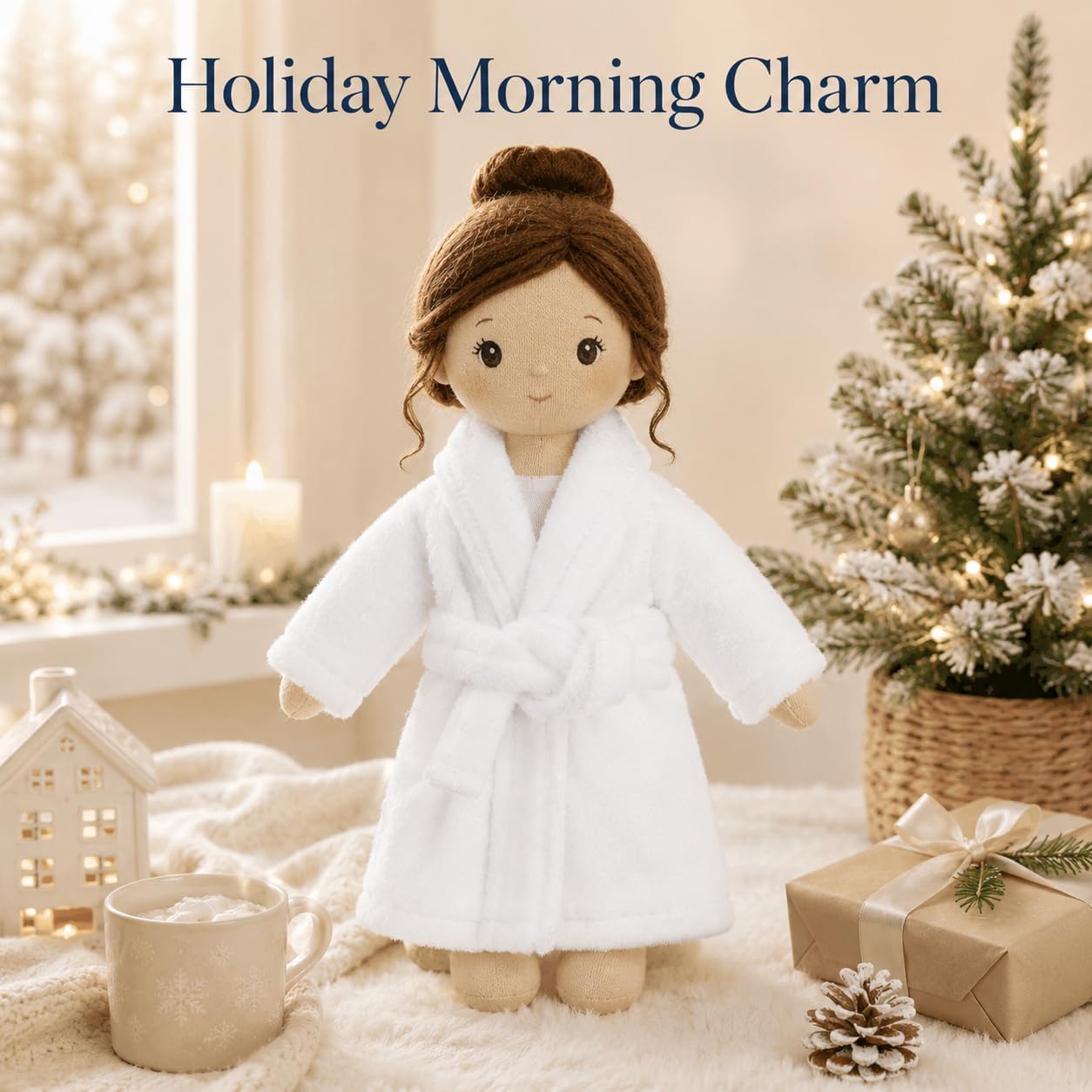 Toddmomy Mini Doll Bathrobe, Christmas Elf Doll Clothing, White Festive Miniature Accessory for Holiday Decoration & Collectible Display image 5