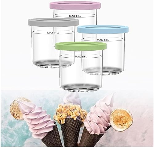 Creami Deluxe Pints, for Ninja Creami Pint Containers,16 OZ Ice Cream Container Reusable,Leaf-Proof Compatible NC301 NC300 NC299AMZ Series Ice Cream