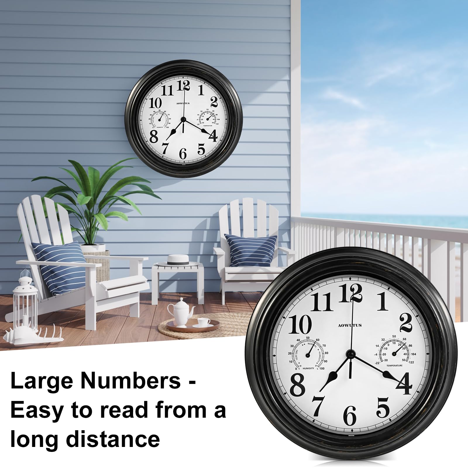 indoor outdoor clock thermometer combo