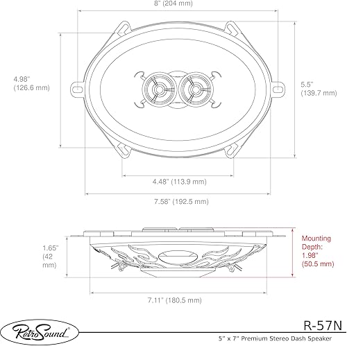 Miniatura 3 de RetroSound R-57UK - Altavoz de repuesto para tablero de 5 x 7 pulgadas para vehículos clásicos
