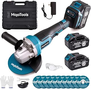 21V Cordless Brushless Angle Grinder – 4-1/2" Electric Grinder with 2×3.0Ah Batteries, 9000 RPM, Fast Charger, Safety Brake, Dual Handle – for Cutting, Grinding, Polishing