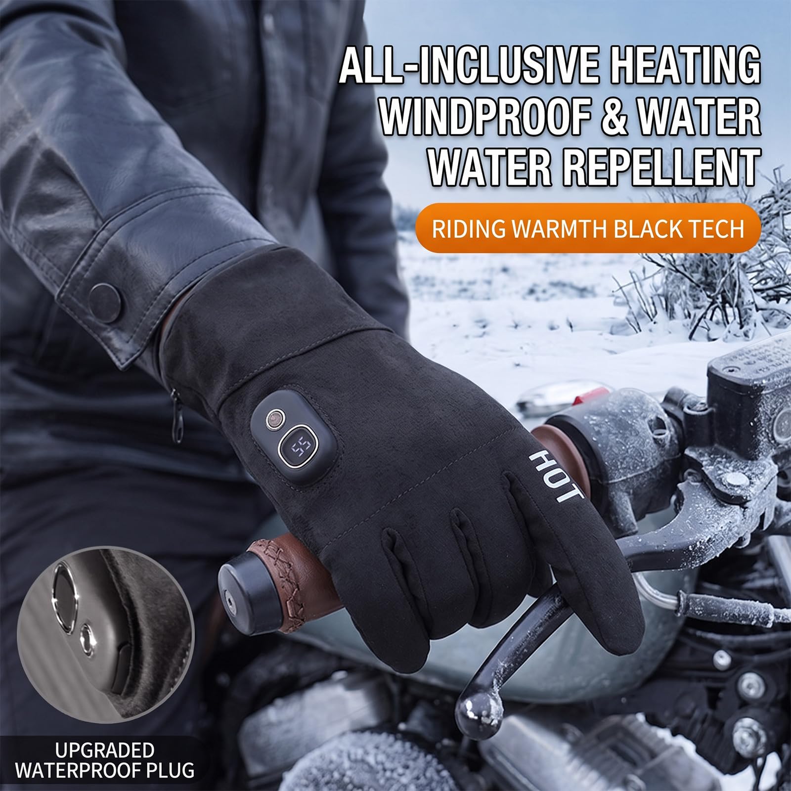 Gants Chauffants Électriques, 2000mAh Rechargeable pour Homme Femme
