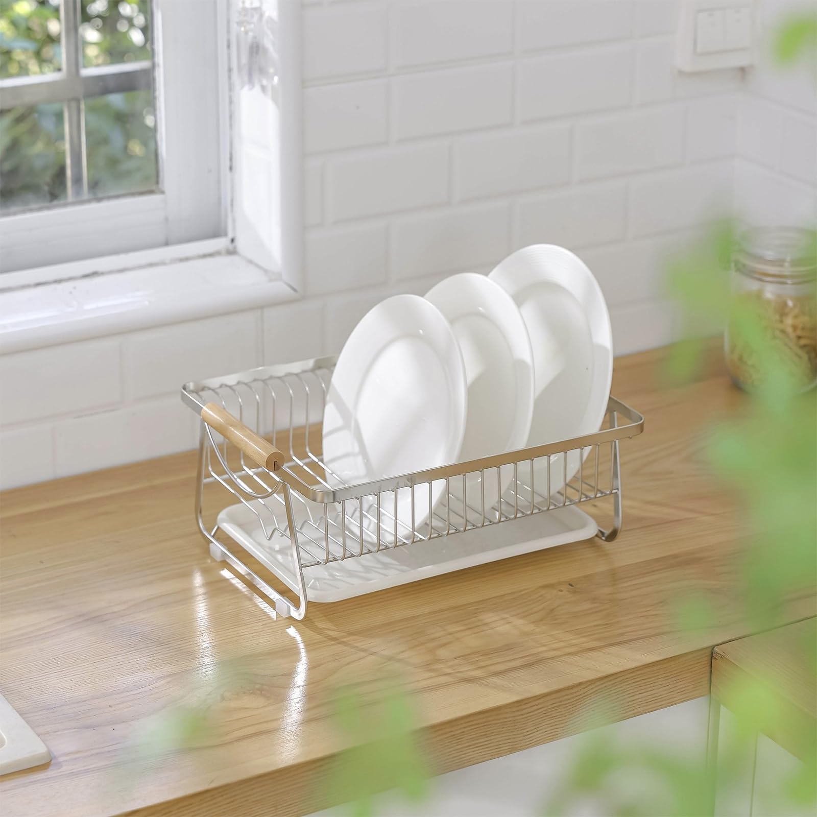 Égouttoir à vaisselle, égouttoir latéral vertical en métal, étanche et résistant aux hautes températures, design ouvert, ventilation par le bas pour cuisine et balcon