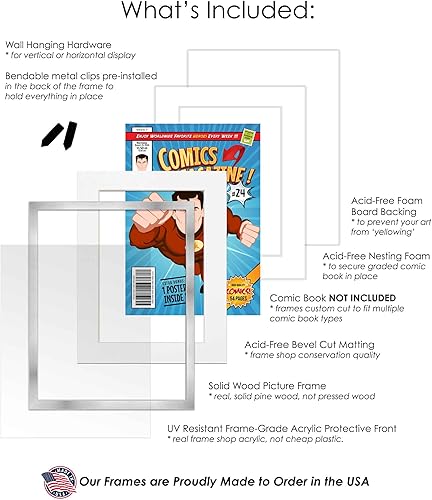 Miniatura 26 de Poster Palooza Marco de cómic con paspartú para 4 cómics de la era actual publicado después de 1985, marco de cómic negro para cómics de 6.875 x