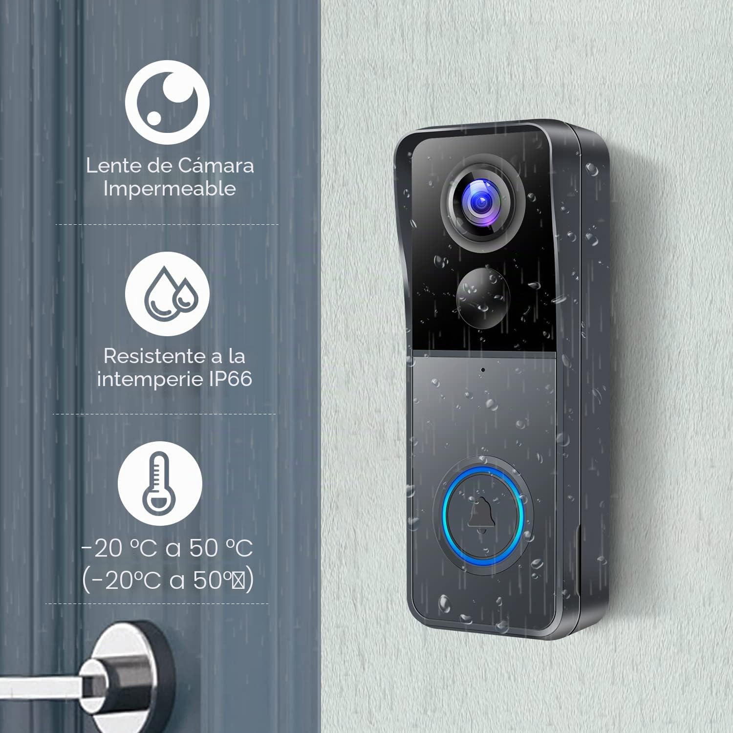 [Actualizado] Timbre de video Cámara de puerta inalámbrica Timbre de puerta 1080P, IP66, soporte de tarjeta SD y almacenamiento en la nube
