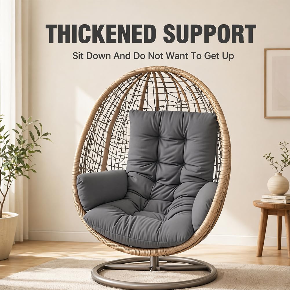 CEWROM Coussin de fauteuil suspendu - Coussin de jardin pour balancelle suspendue - Coussin en polyester épais avec dossier pour fauteuils suspendus, cocoons de jardin et chaises à œufs - Coussin