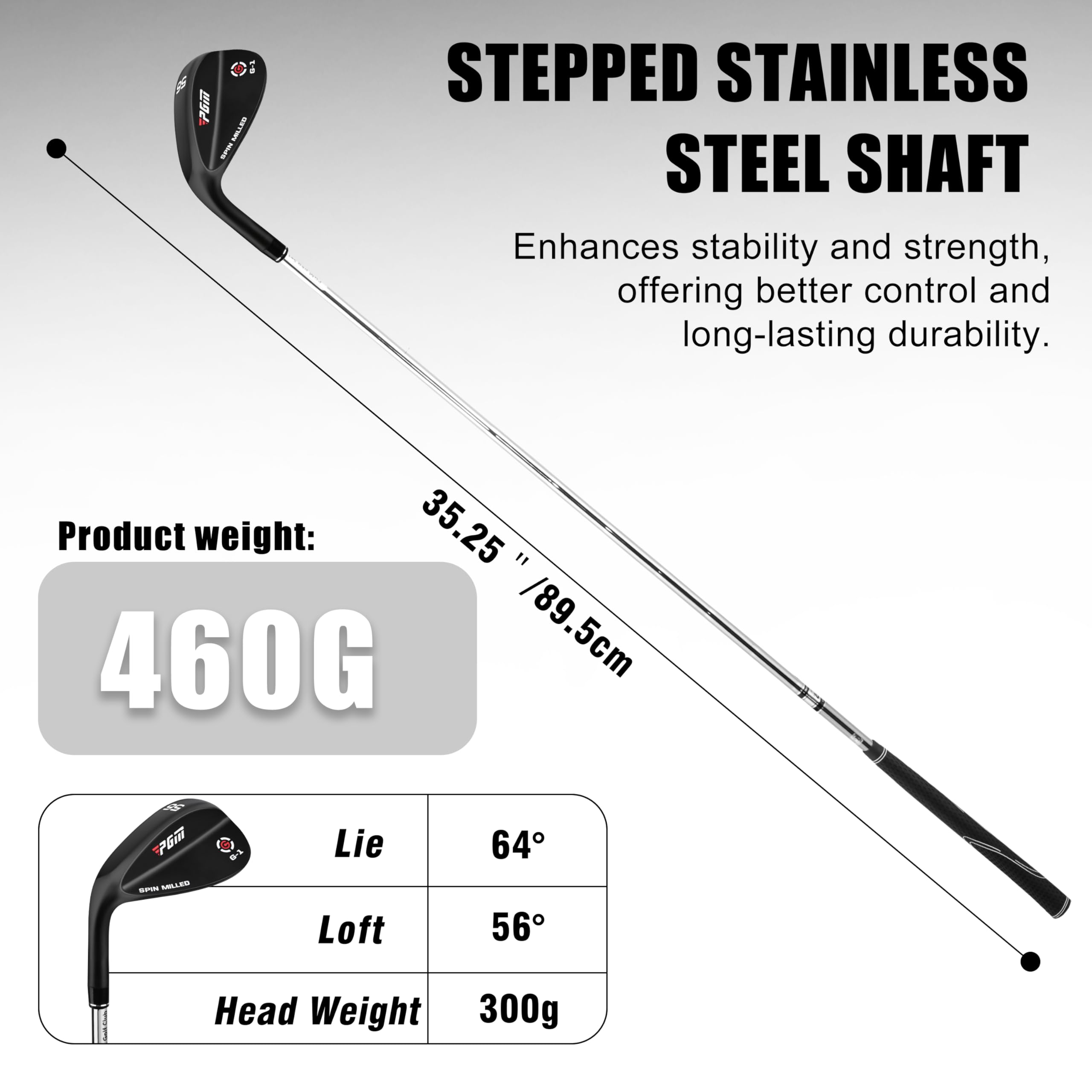 PGM Juego de cuñas de golf para hombre y mujer, cuña de 56 grados, cuña de arena, cuña de lob cuña, mano izquierda, superficie fresada para más giro, fácil de escapar del búnker